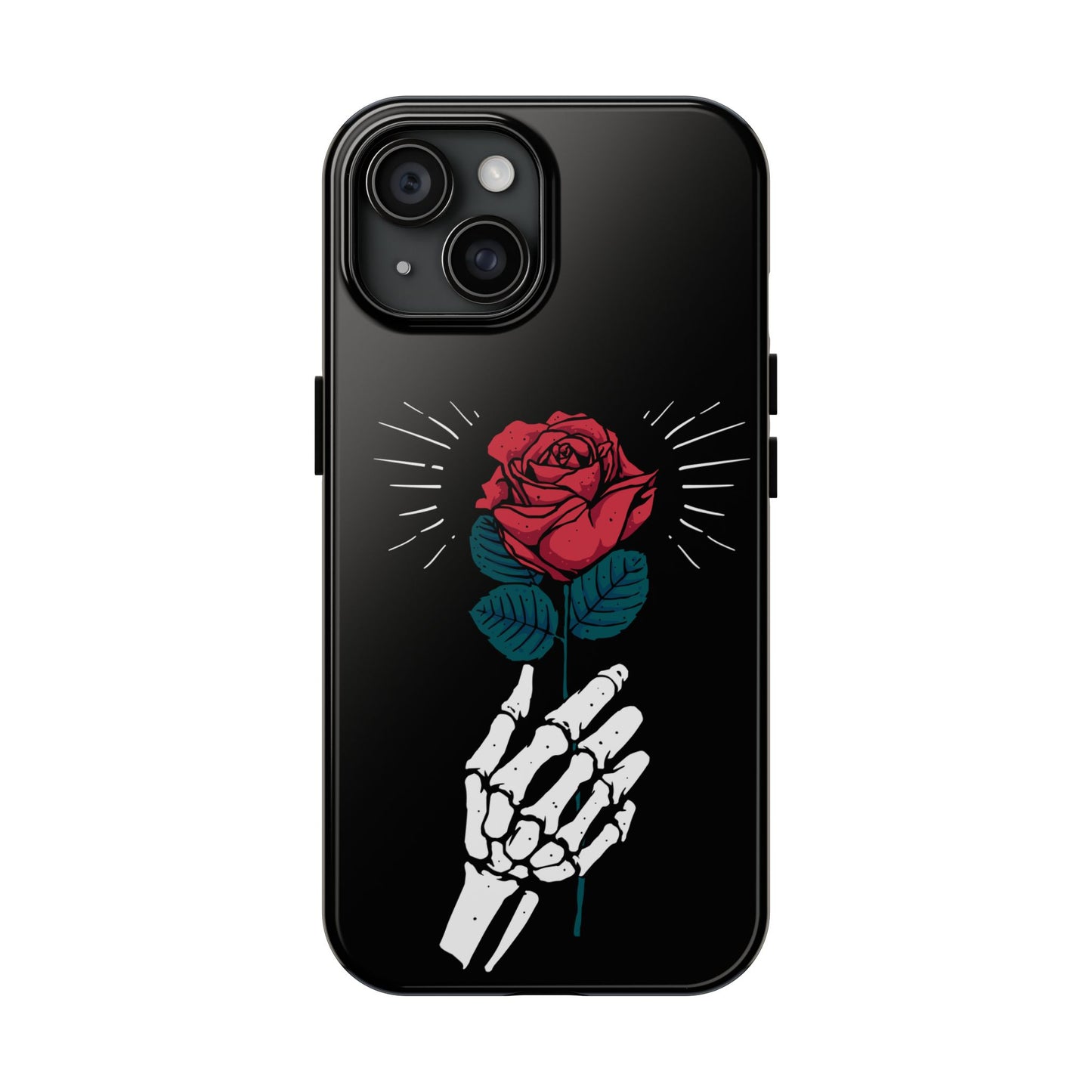 Skeleton Hand Rose Tough Phone Case — Gothic Floral Protective Phone Cover