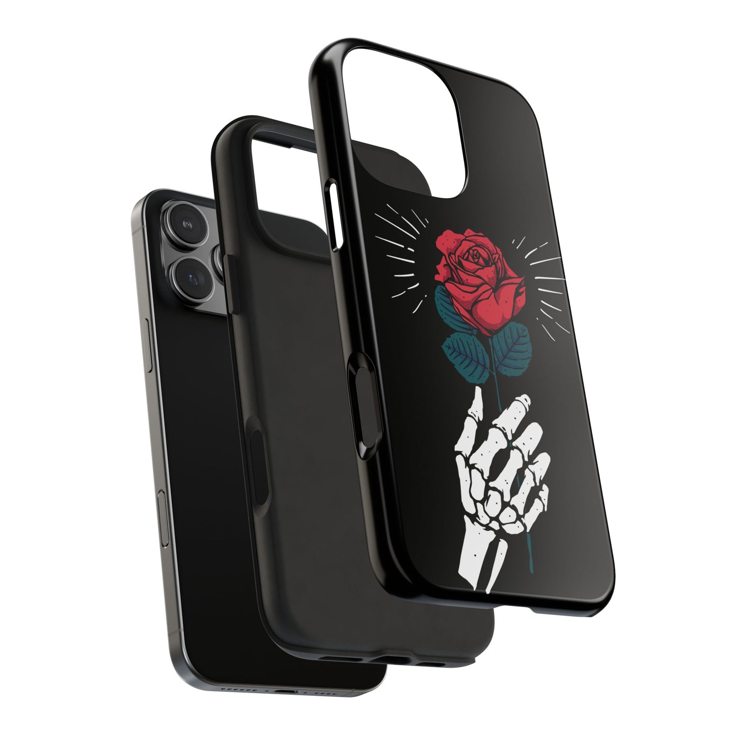 Skeleton Hand Rose Tough Phone Case — Gothic Floral Protective Phone Cover