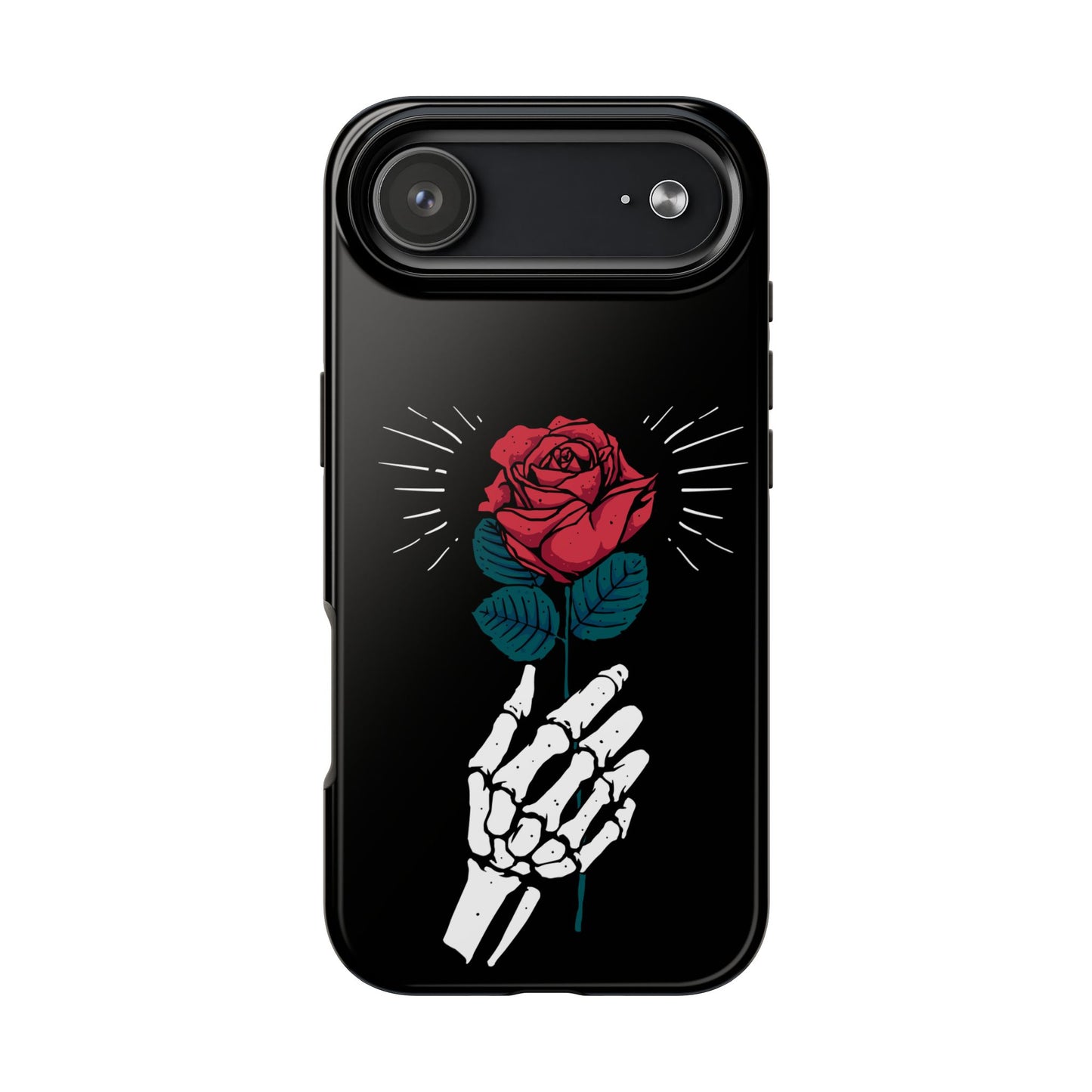 Skeleton Hand Rose Tough Phone Case — Gothic Floral Protective Phone Cover