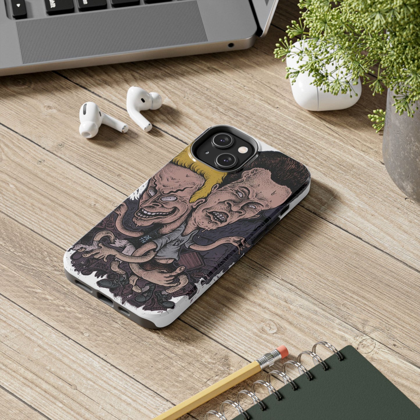 Cartoon Horror Phone Case — Grinning Bevis And Butthead Graphic Case