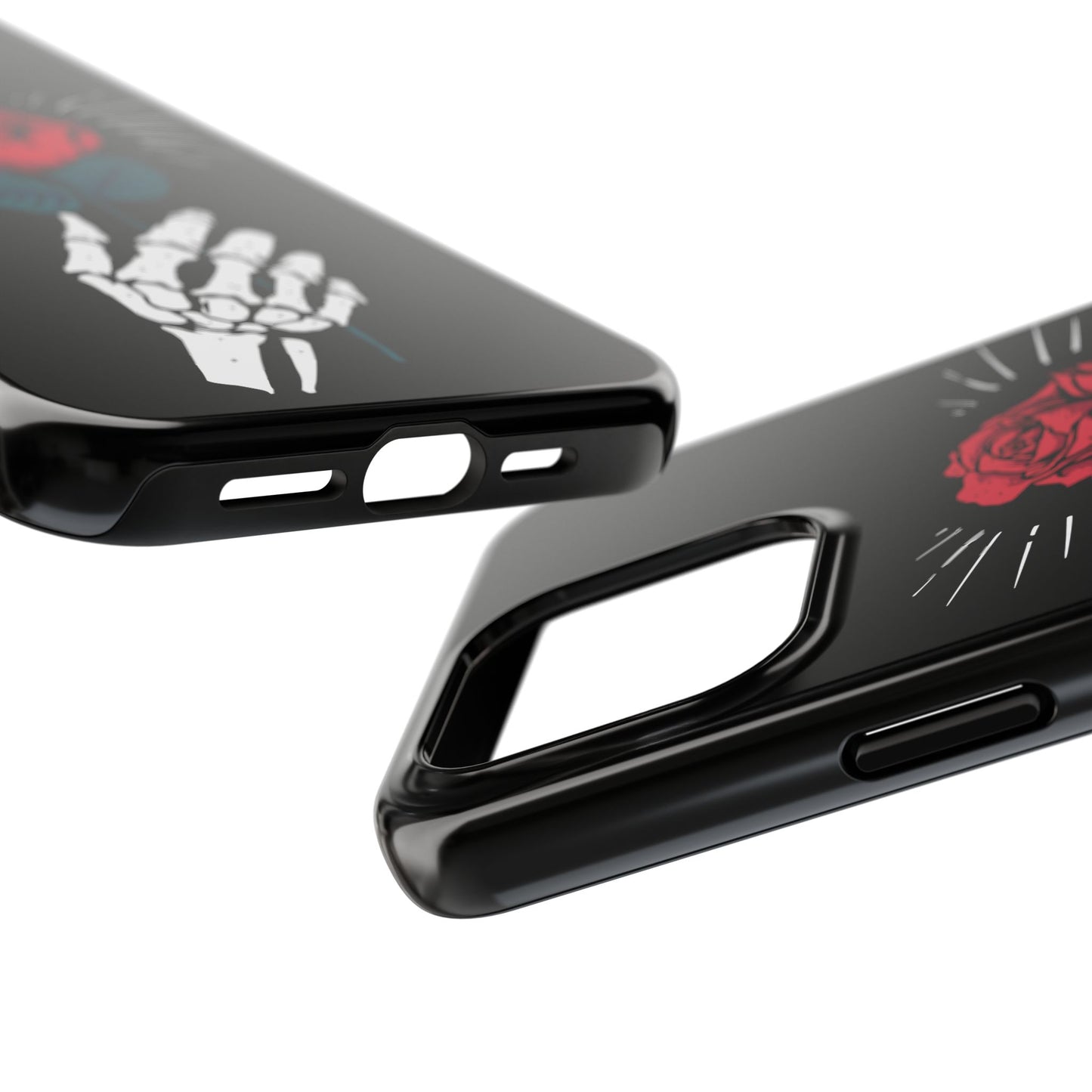 Skeleton Hand Rose Tough Phone Case — Gothic Floral Protective Phone Cover