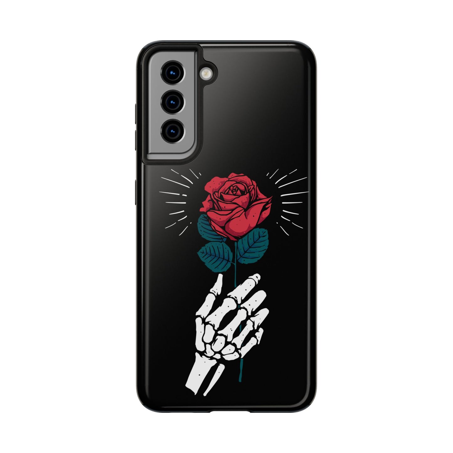 Skeleton Hand Rose Tough Phone Case — Gothic Floral Protective Phone Cover