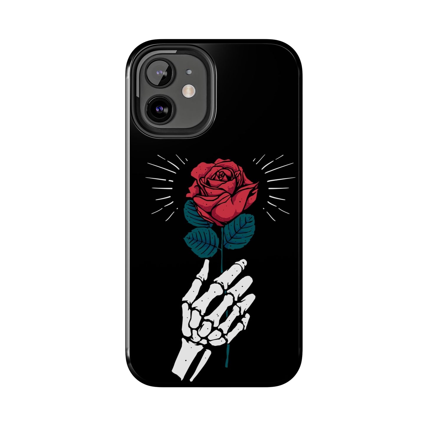 Skeleton Hand Rose Tough Phone Case — Gothic Floral Protective Phone Cover