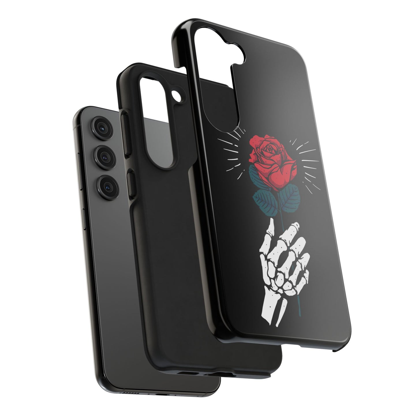 Skeleton Hand Rose Tough Phone Case — Gothic Floral Protective Phone Cover
