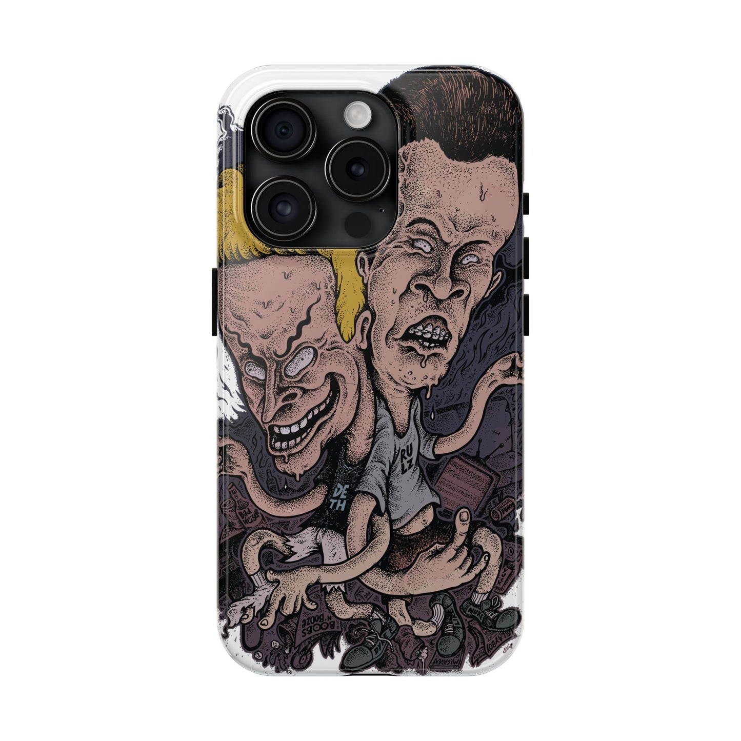Cartoon Horror Phone Case — Grinning Bevis And Butthead Graphic Case