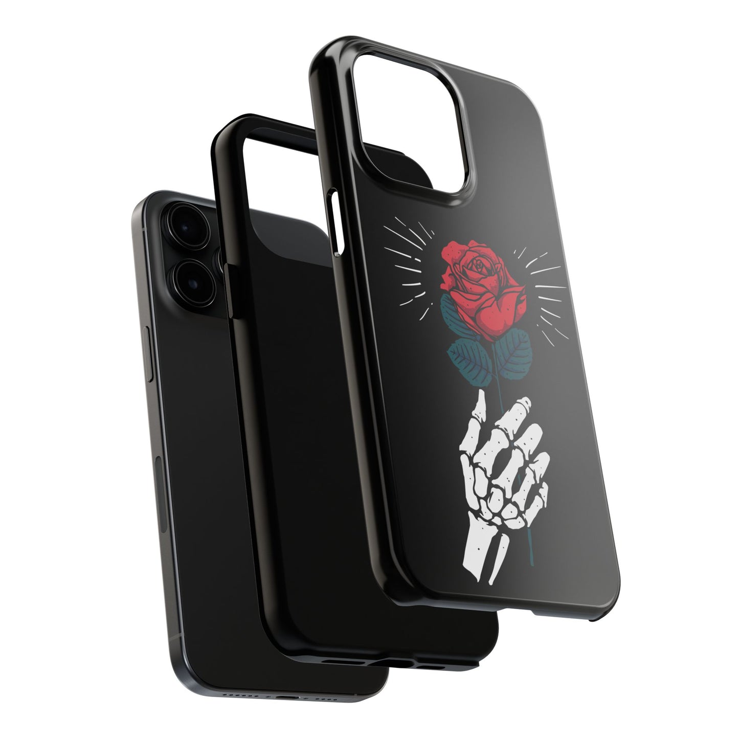 Skeleton Hand Rose Tough Phone Case — Gothic Floral Protective Phone Cover