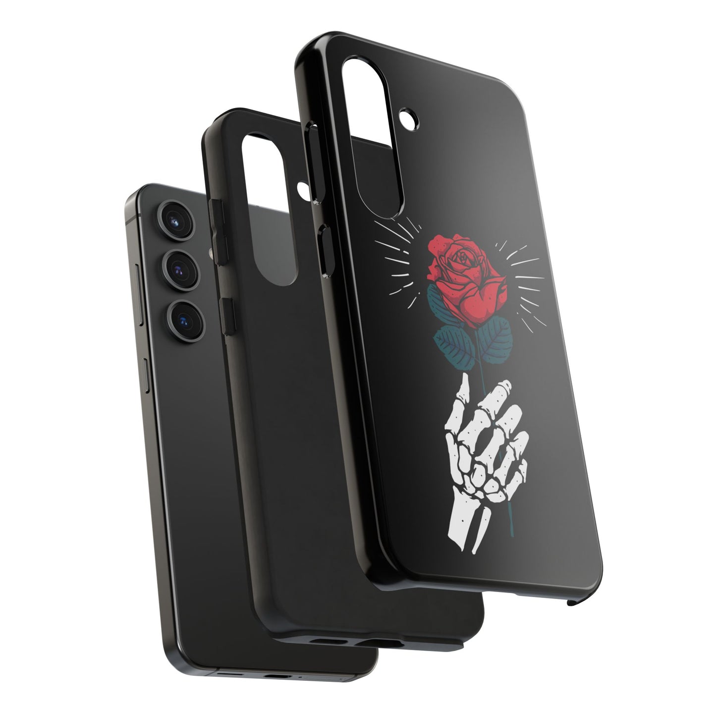 Skeleton Hand Rose Tough Phone Case — Gothic Floral Protective Phone Cover