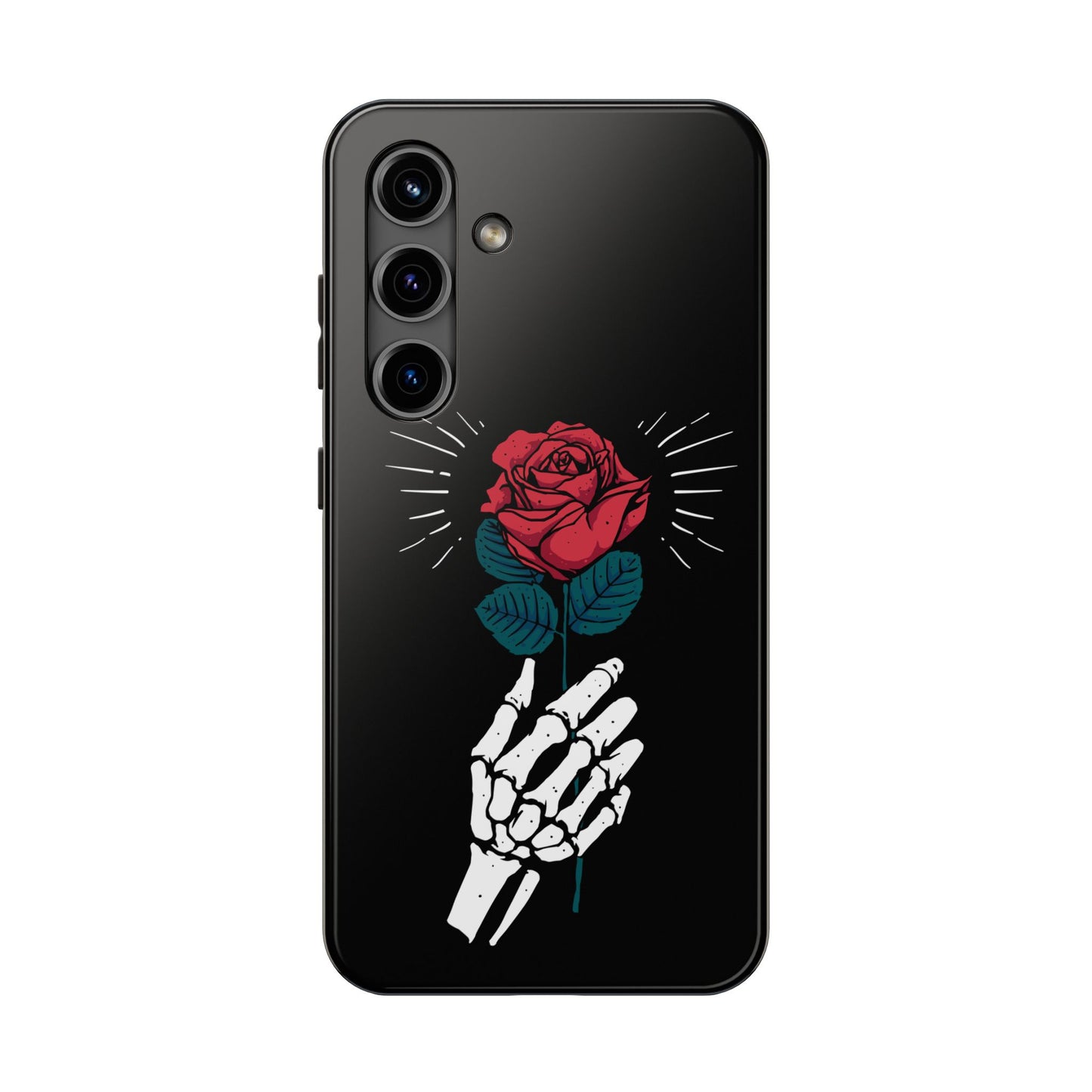Skeleton Hand Rose Tough Phone Case — Gothic Floral Protective Phone Cover