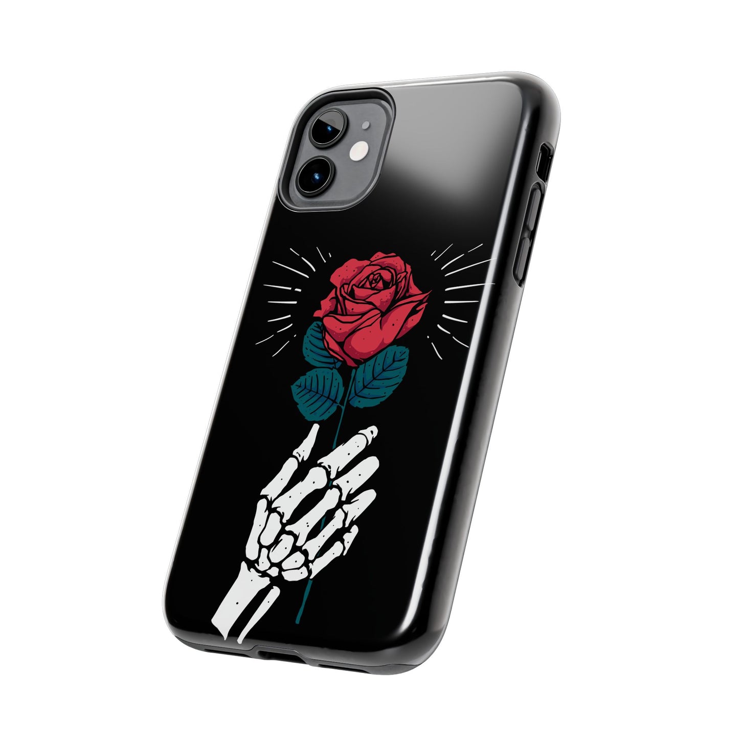 Skeleton Hand Rose Tough Phone Case — Gothic Floral Protective Phone Cover