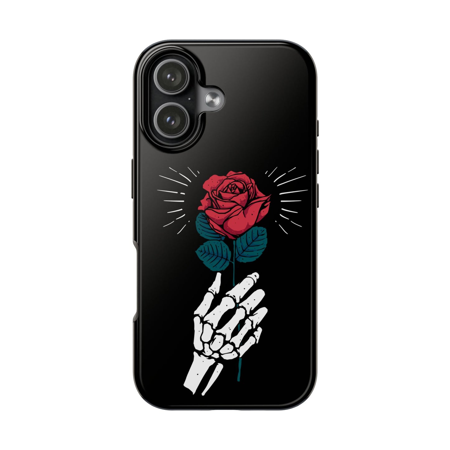 Skeleton Hand Rose Tough Phone Case — Gothic Floral Protective Phone Cover