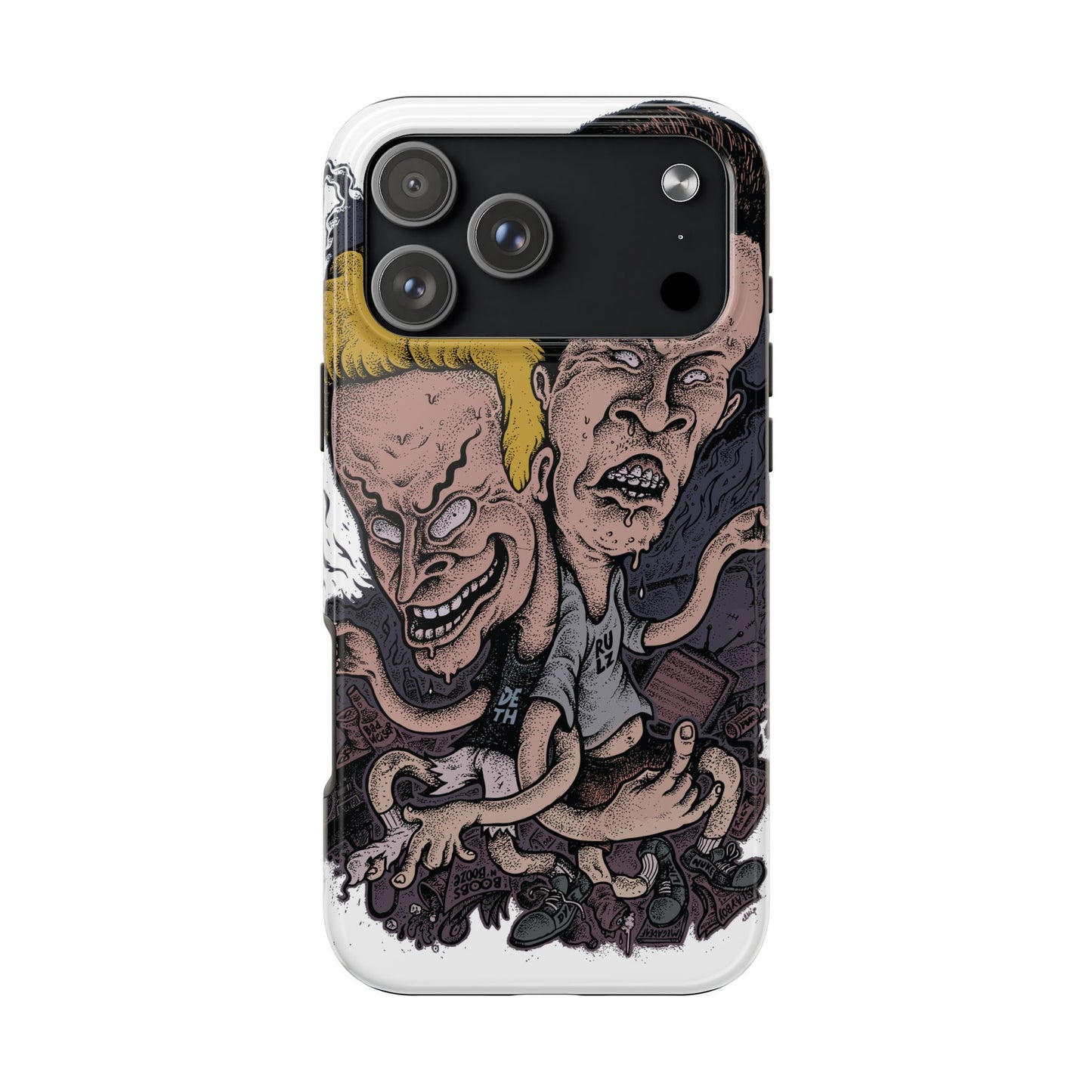 Cartoon Horror Phone Case — Grinning Bevis And Butthead Graphic Case