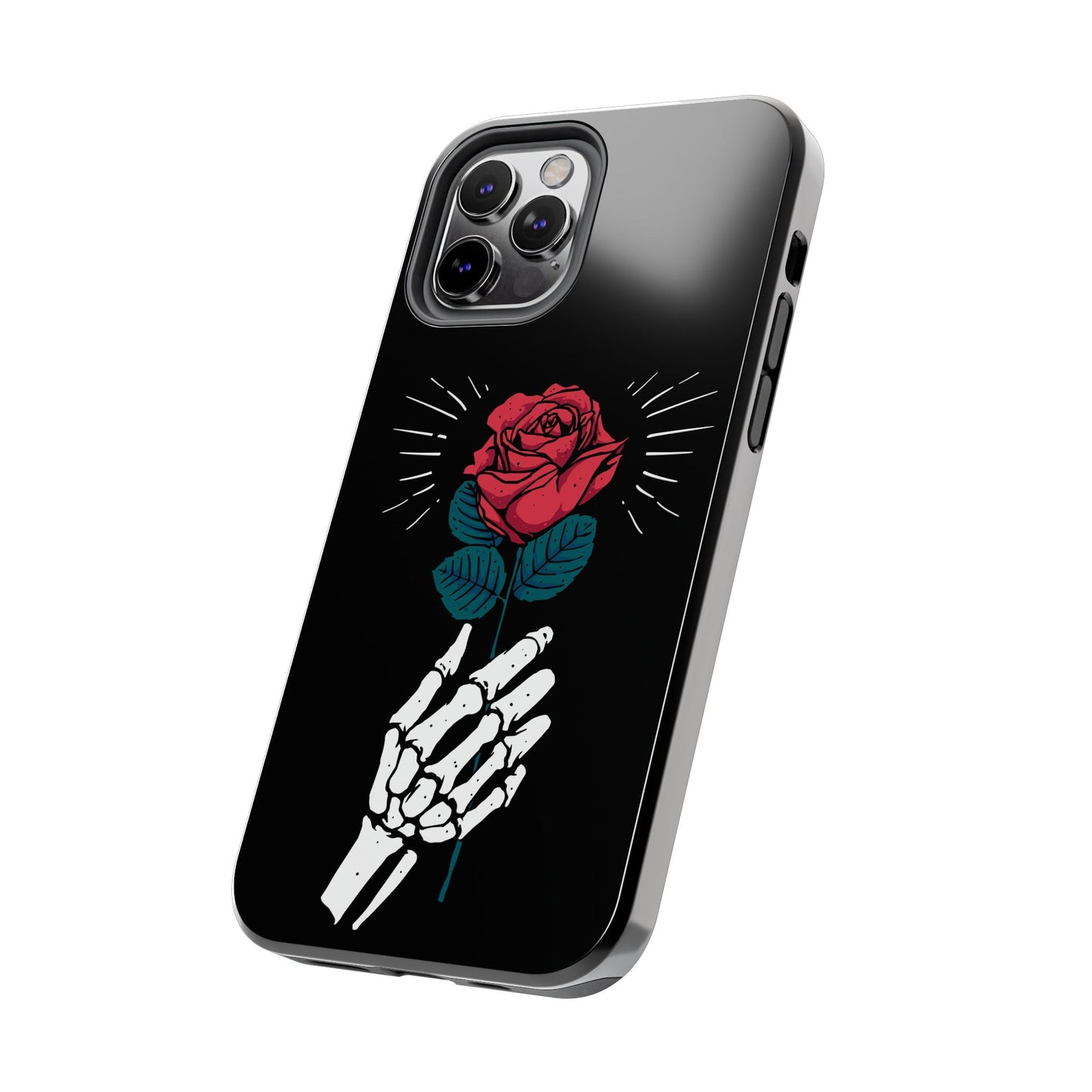 Skeleton Hand Rose Tough Phone Case — Gothic Floral Protective Phone Cover
