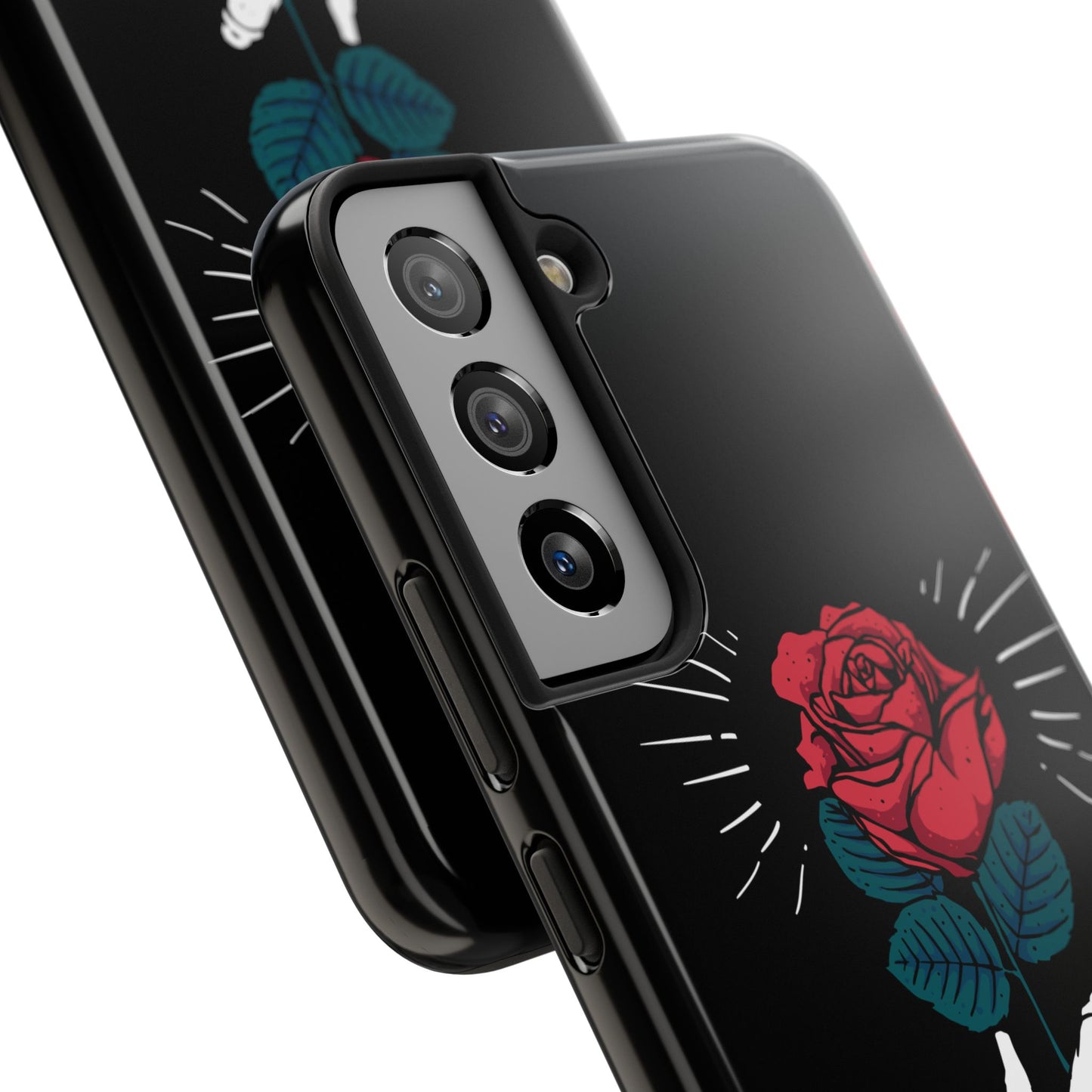 Skeleton Hand Rose Tough Phone Case — Gothic Floral Protective Phone Cover