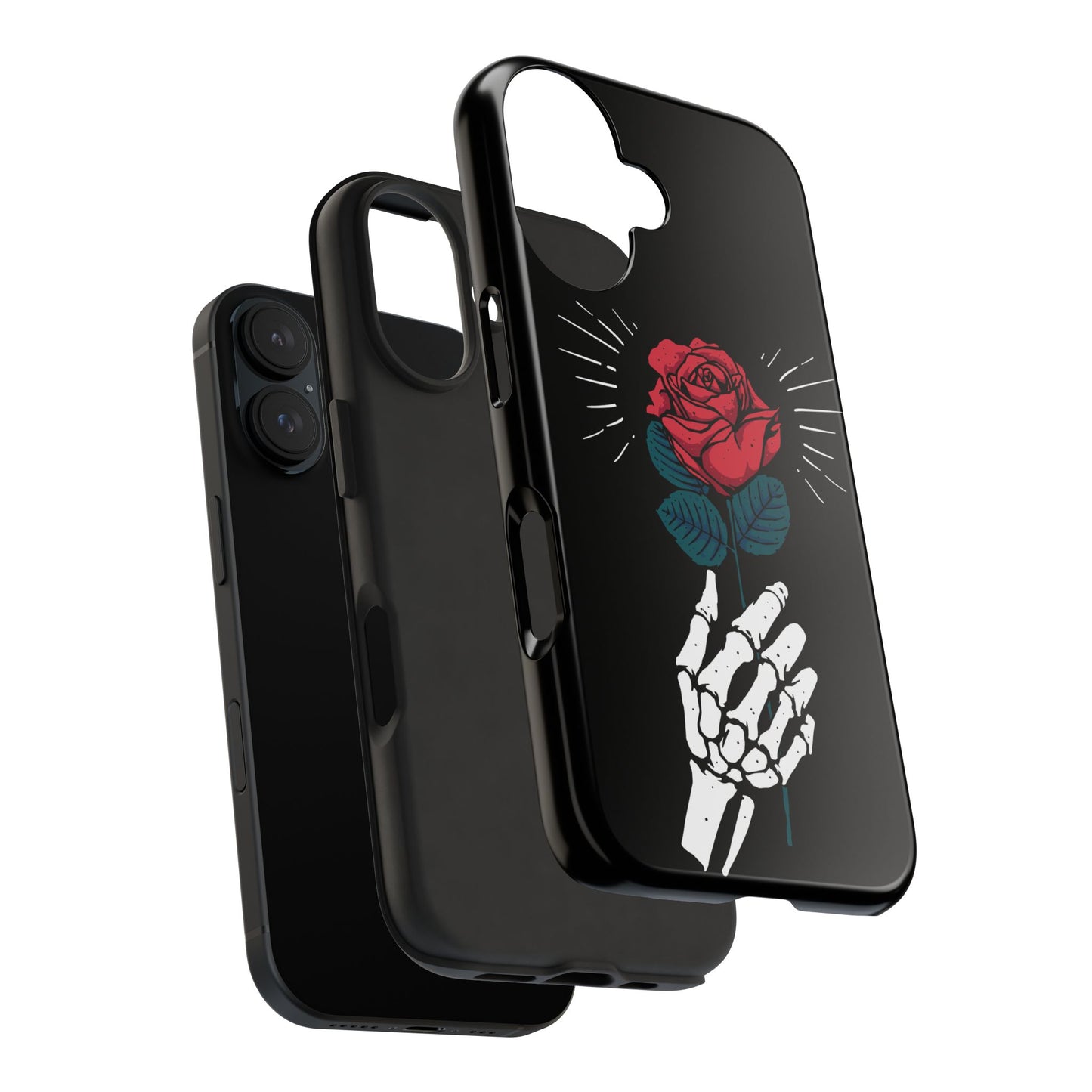Skeleton Hand Rose Tough Phone Case — Gothic Floral Protective Phone Cover