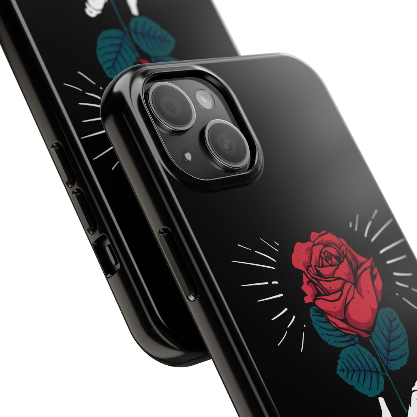 Skeleton Hand Rose Tough Phone Case — Gothic Floral Protective Phone Cover