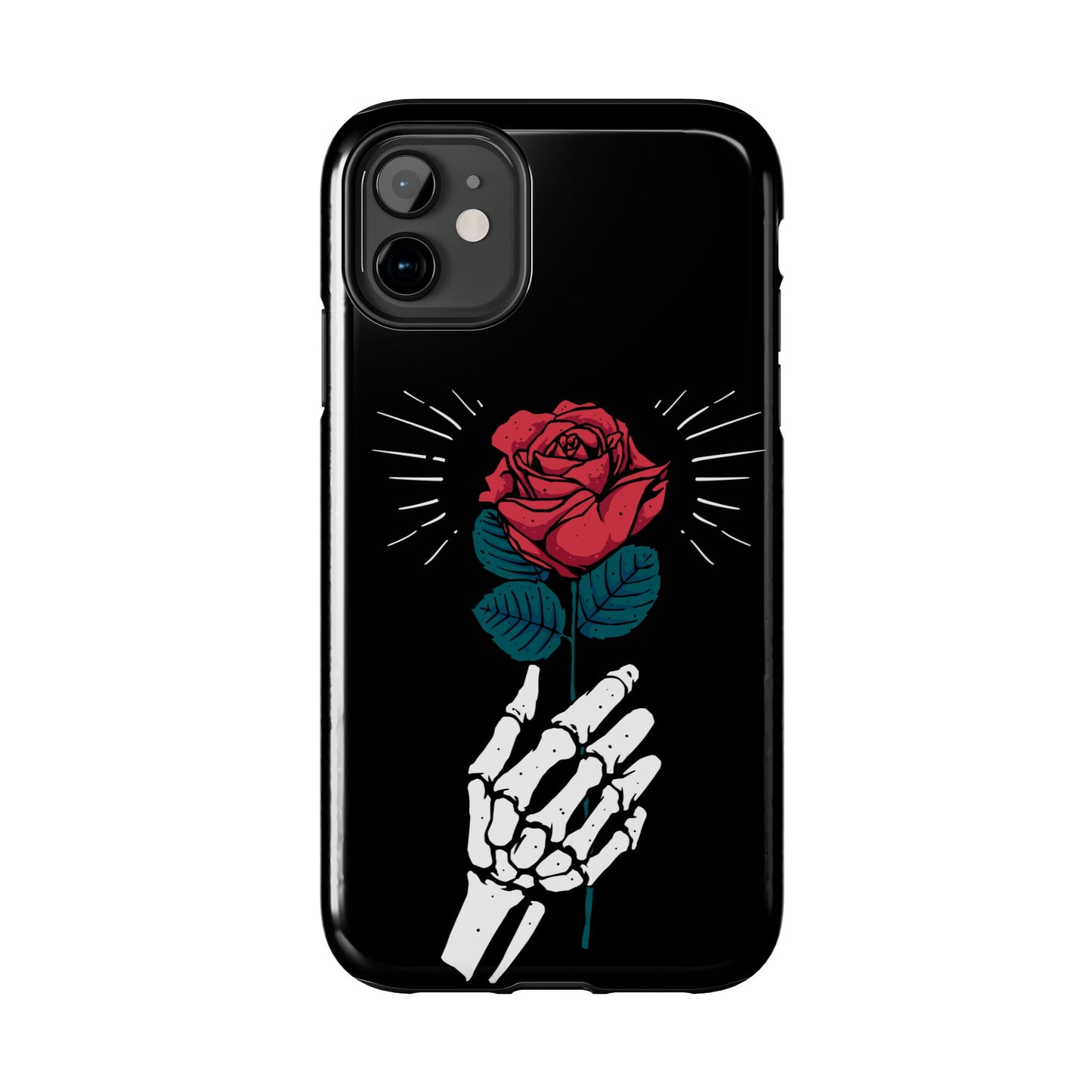 Skeleton Hand Rose Tough Phone Case — Gothic Floral Protective Phone Cover
