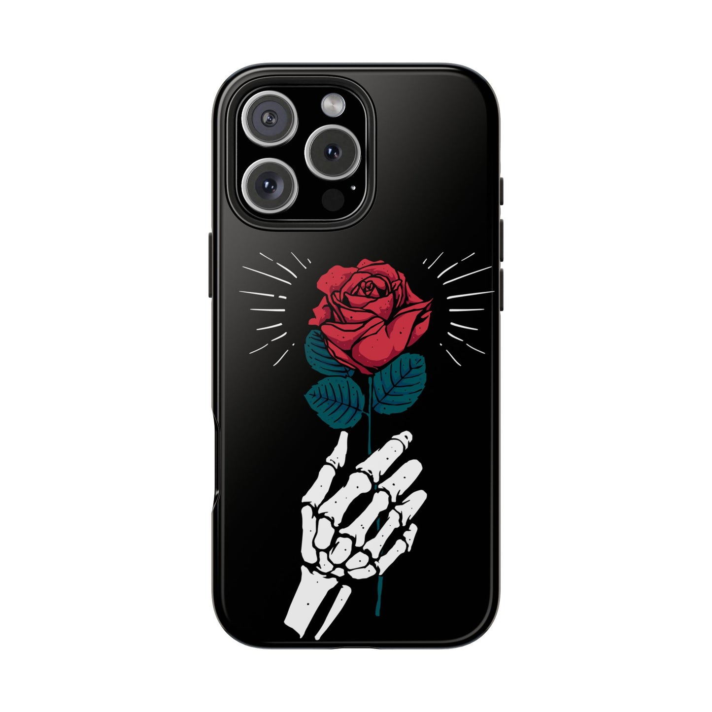 Skeleton Hand Rose Tough Phone Case — Gothic Floral Protective Phone Cover