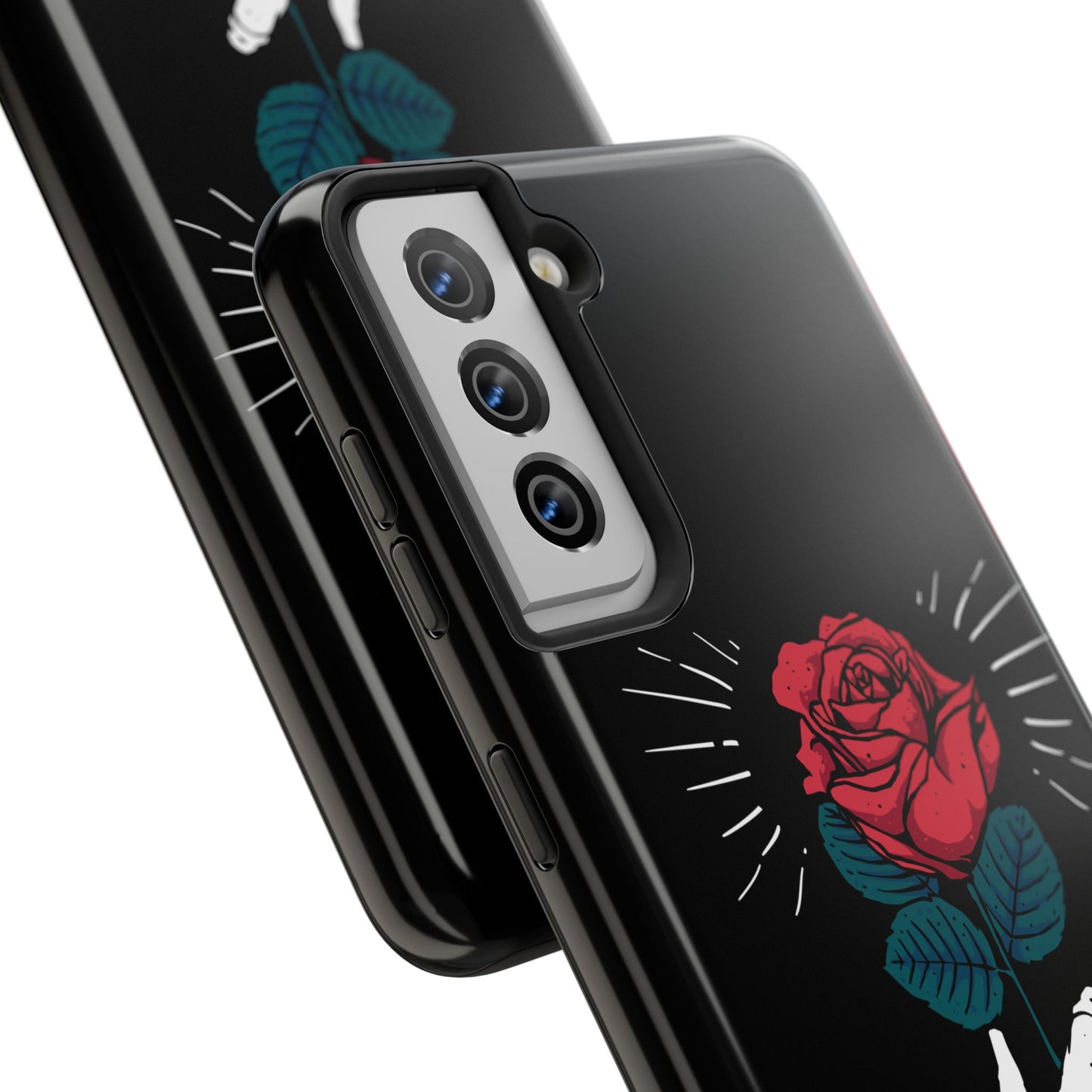Skeleton Hand Rose Tough Phone Case — Gothic Floral Protective Phone Cover