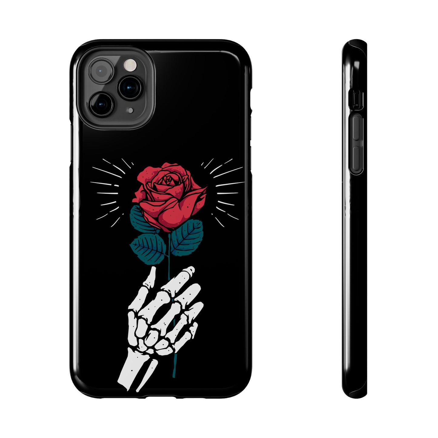 Skeleton Hand Rose Tough Phone Case — Gothic Floral Protective Phone Cover