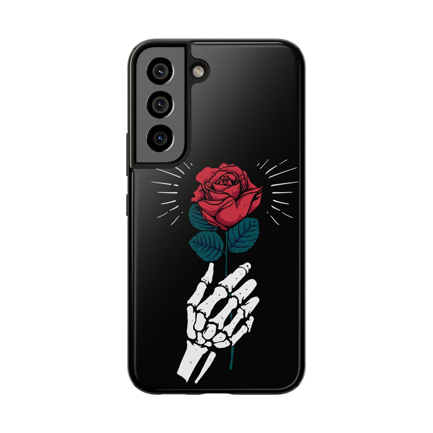 Skeleton Hand Rose Tough Phone Case — Gothic Floral Protective Phone Cover