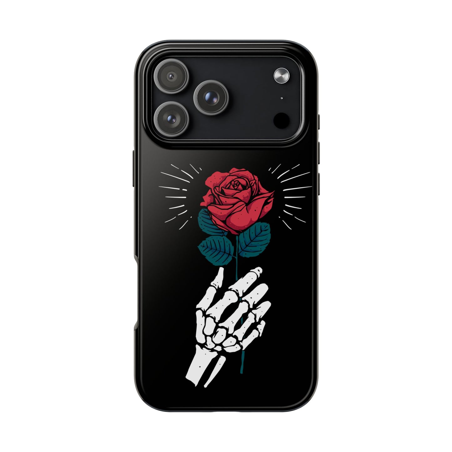 Skeleton Hand Rose Tough Phone Case — Gothic Floral Protective Phone Cover