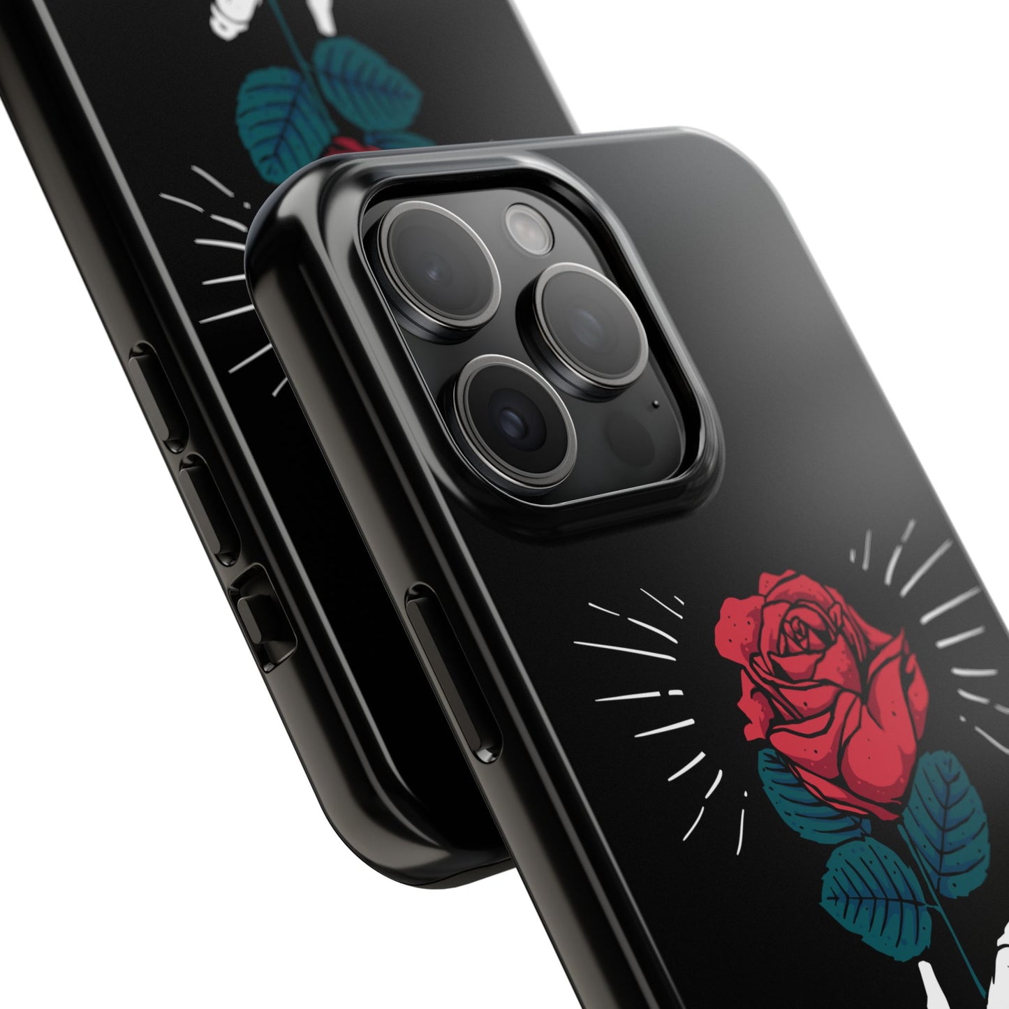 Skeleton Hand Rose Tough Phone Case — Gothic Floral Protective Phone Cover