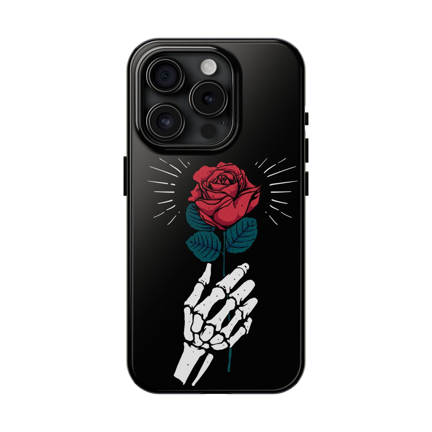 Skeleton Hand Rose Tough Phone Case — Gothic Floral Protective Phone Cover