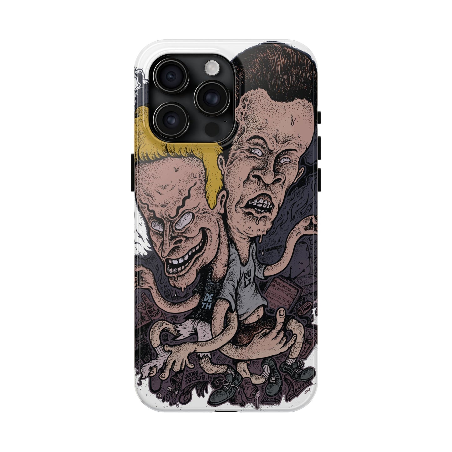 Cartoon Horror Phone Case — Grinning Bevis And Butthead Graphic Case