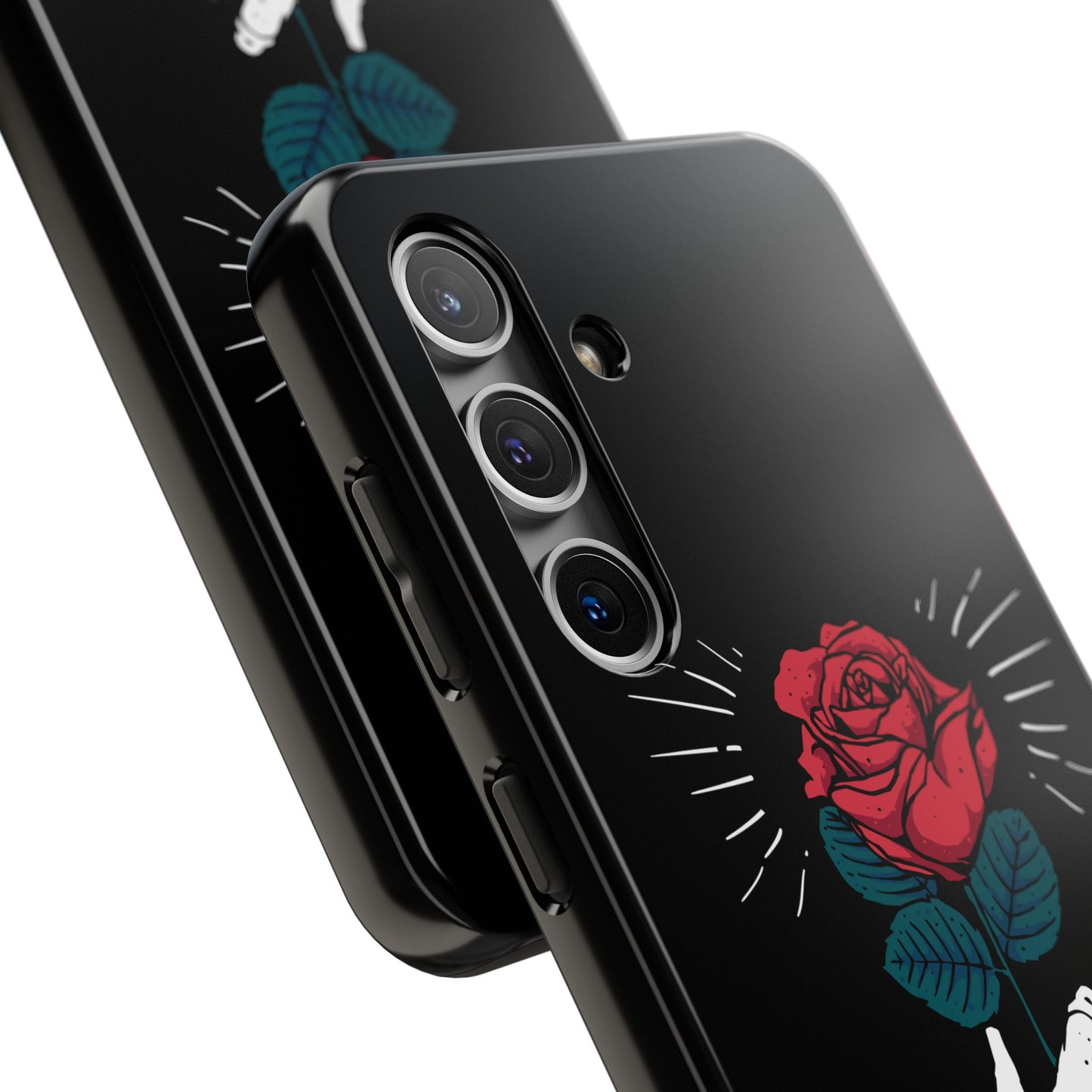 Skeleton Hand Rose Tough Phone Case — Gothic Floral Protective Phone Cover