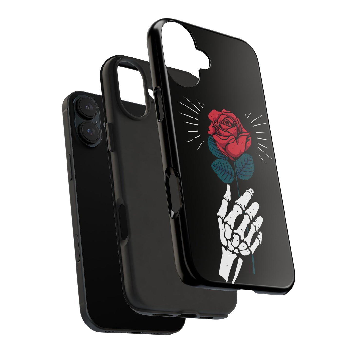 Skeleton Hand Rose Tough Phone Case — Gothic Floral Protective Phone Cover