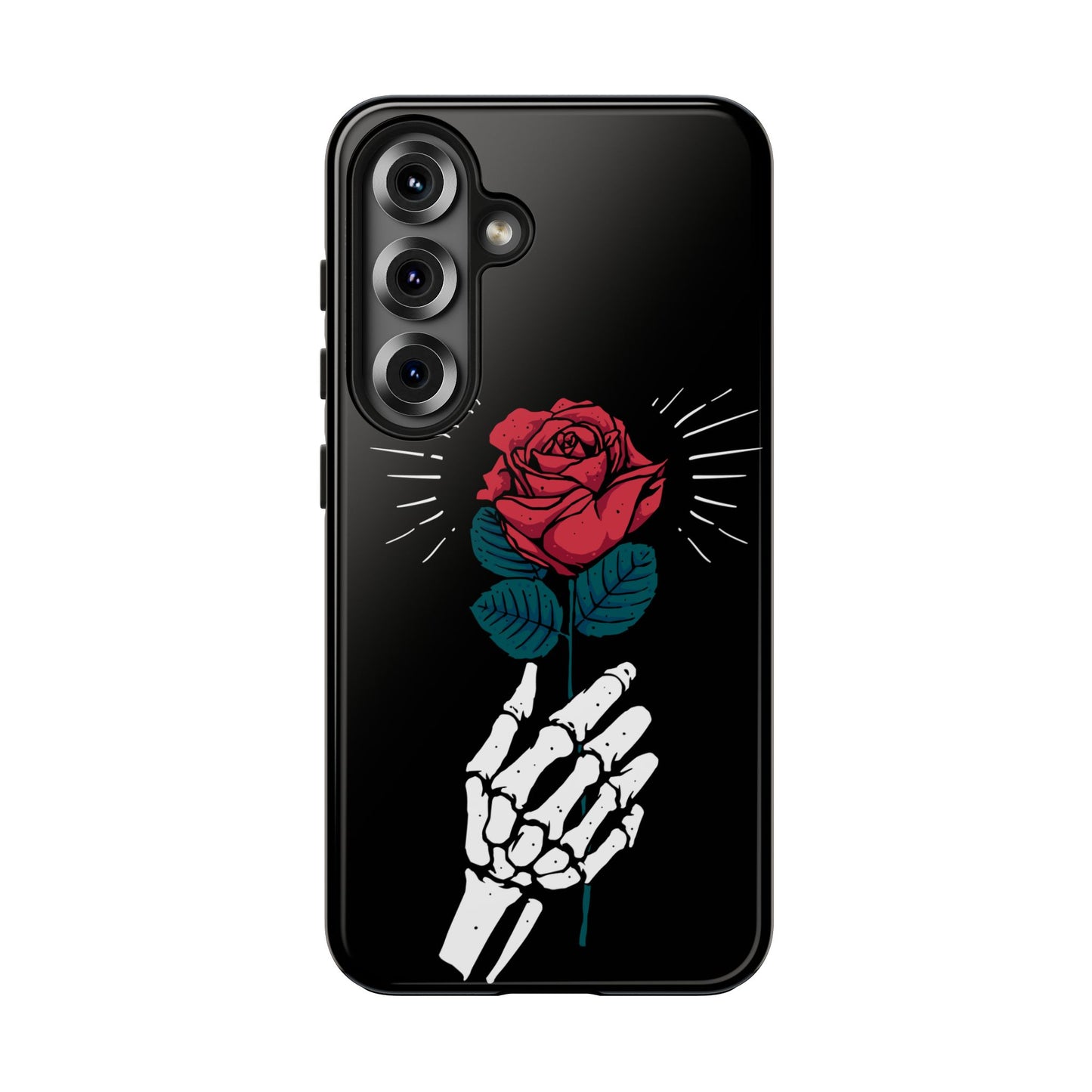 Skeleton Hand Rose Tough Phone Case — Gothic Floral Protective Phone Cover