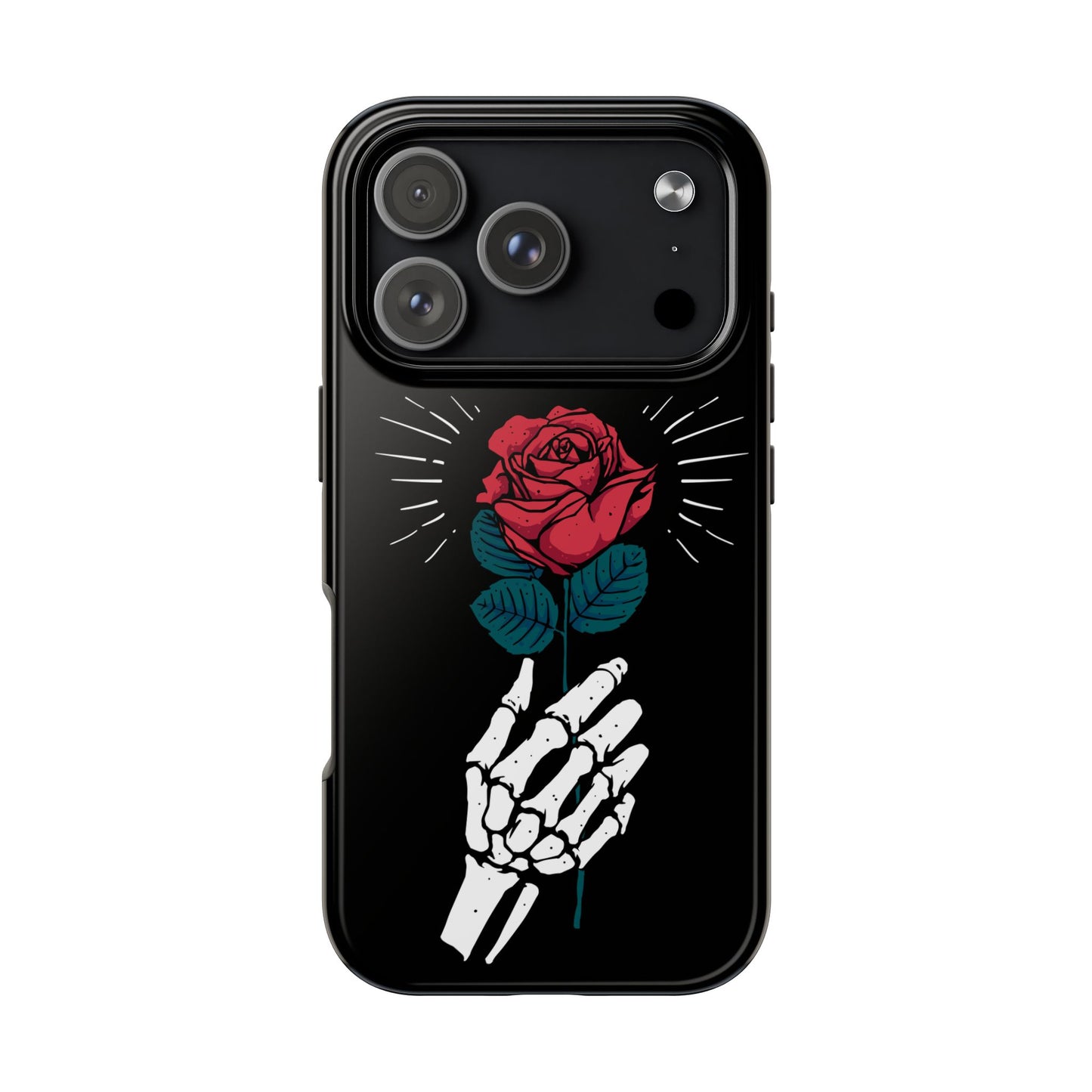 Skeleton Hand Rose Tough Phone Case — Gothic Floral Protective Phone Cover