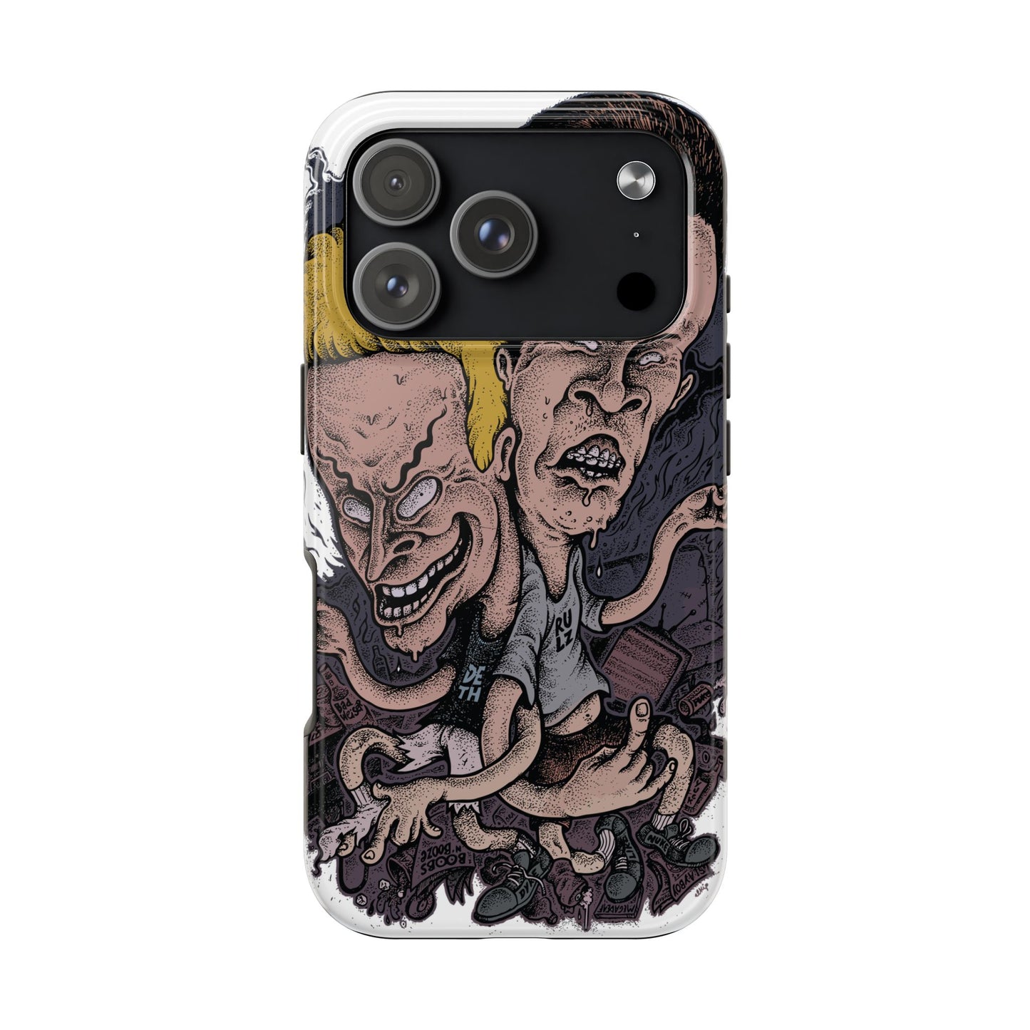 Cartoon Horror Phone Case — Grinning Bevis And Butthead Graphic Case