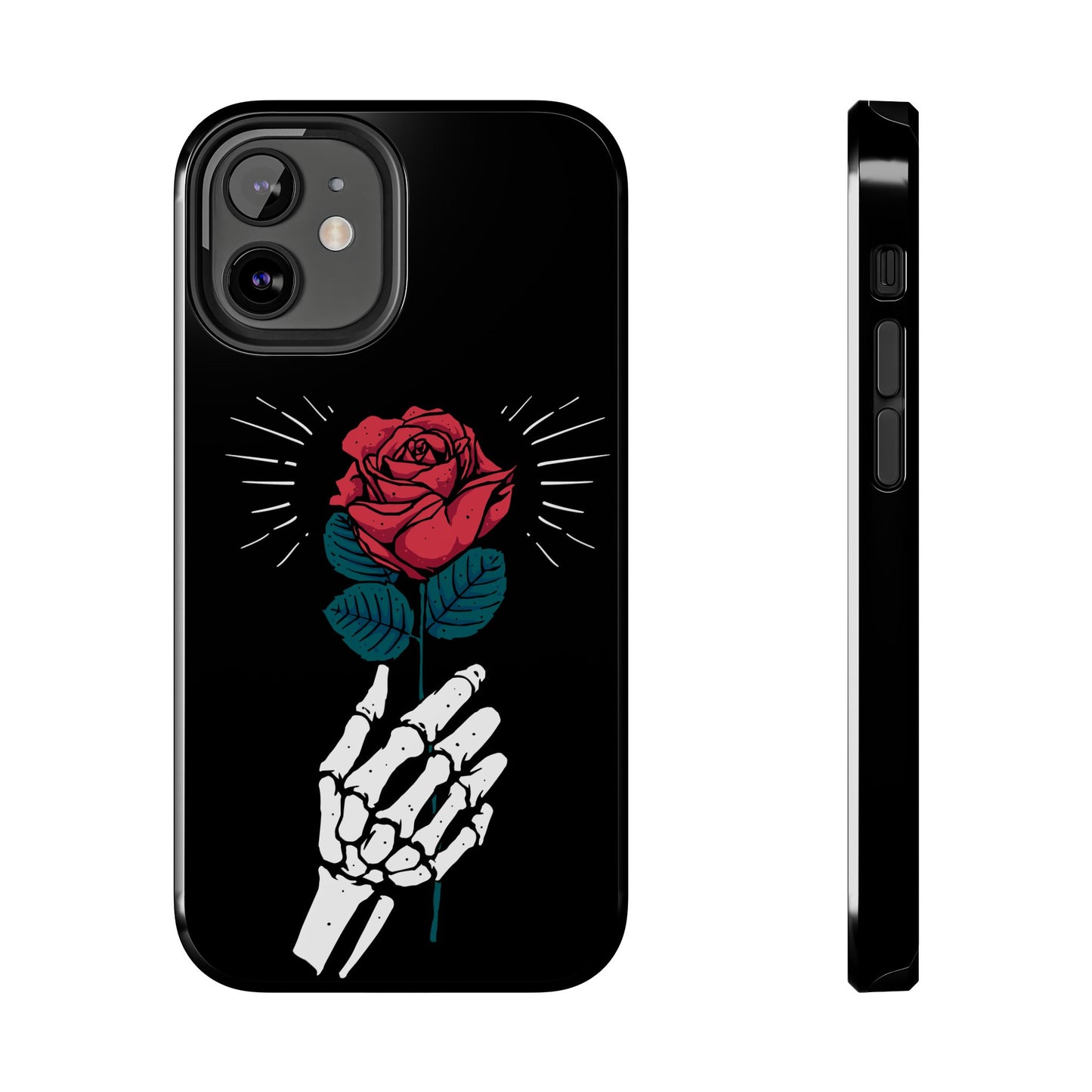 Skeleton Hand Rose Tough Phone Case — Gothic Floral Protective Phone Cover