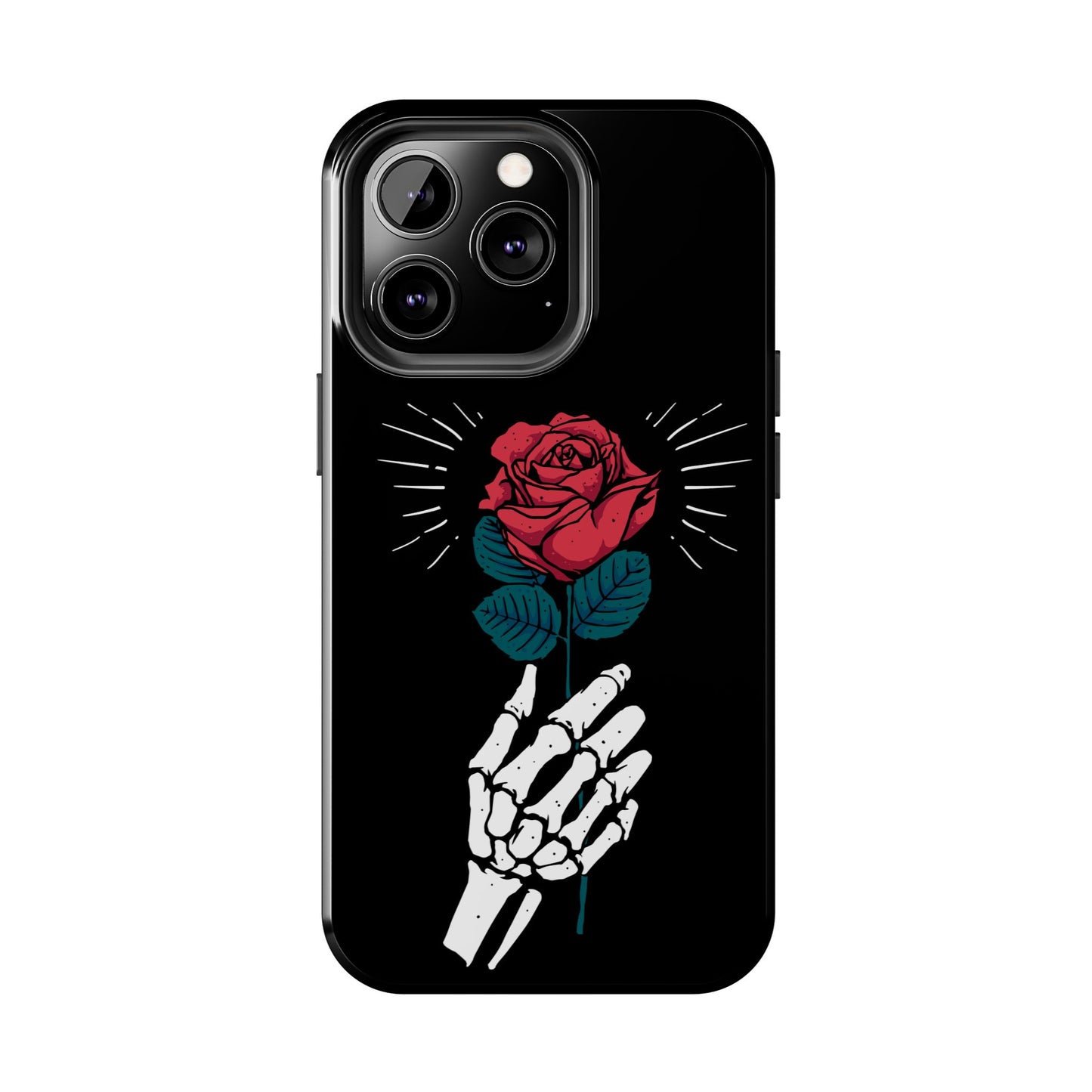 Skeleton Hand Rose Tough Phone Case — Gothic Floral Protective Phone Cover