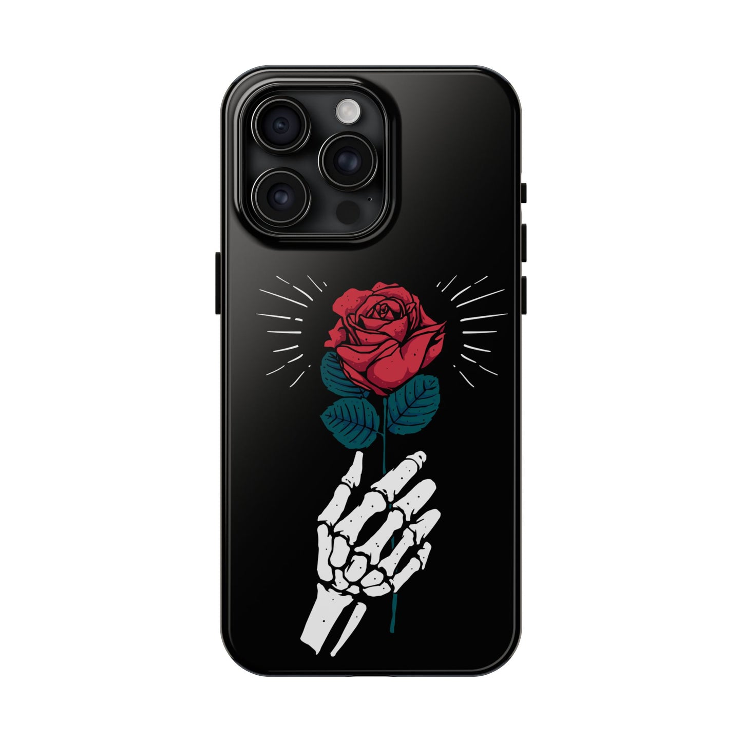 Skeleton Hand Rose Tough Phone Case — Gothic Floral Protective Phone Cover