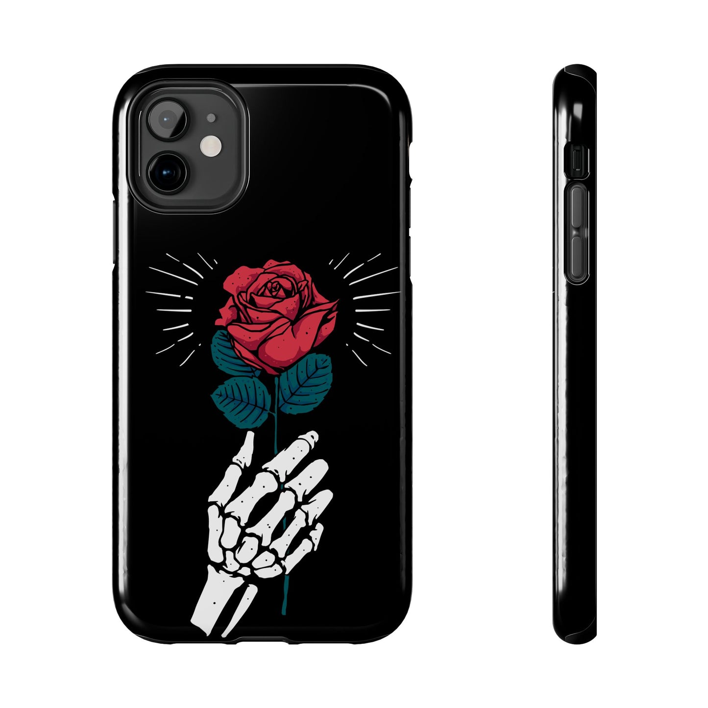Skeleton Hand Rose Tough Phone Case — Gothic Floral Protective Phone Cover