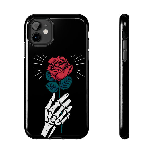 Skeleton Hand Rose Tough Phone Case — Gothic Floral Protective Phone Cover