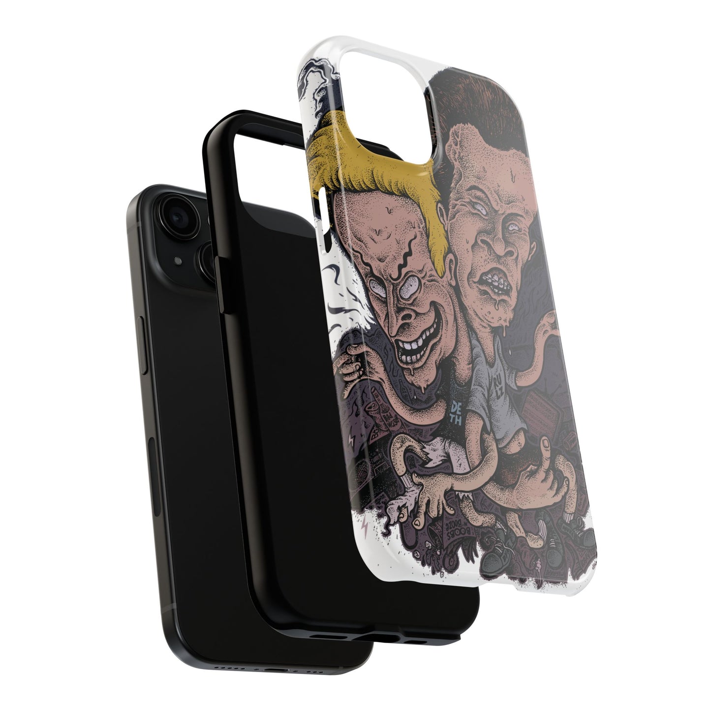 Cartoon Horror Phone Case — Grinning Bevis And Butthead Graphic Case