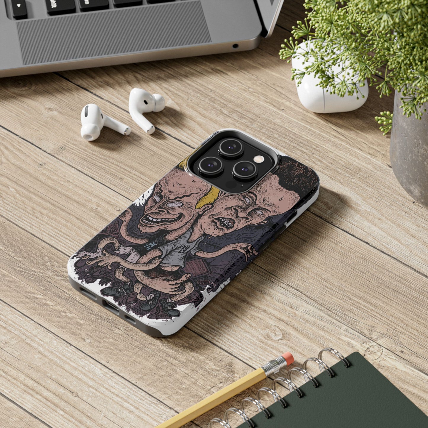 Cartoon Horror Phone Case — Grinning Bevis And Butthead Graphic Case
