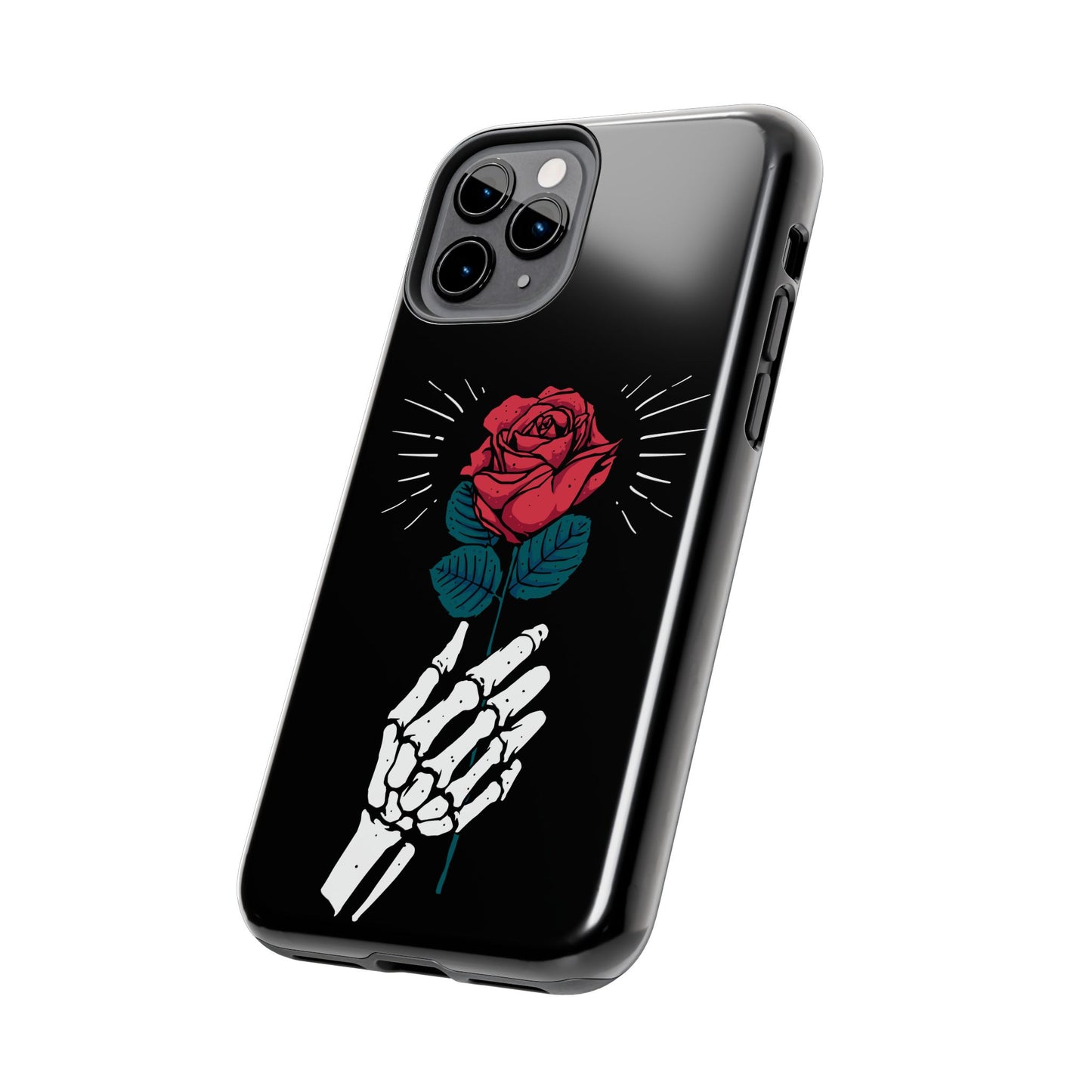 Skeleton Hand Rose Tough Phone Case — Gothic Floral Protective Phone Cover