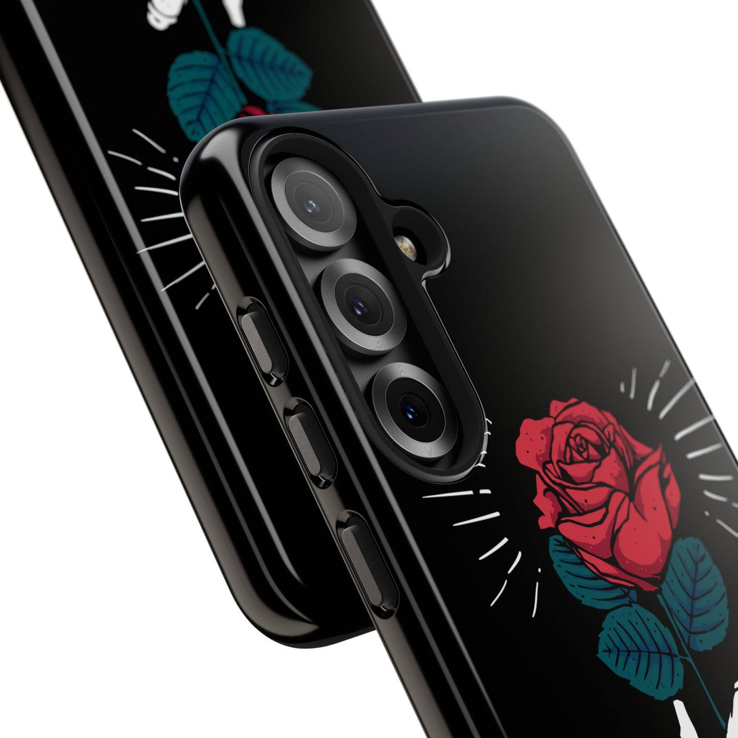 Skeleton Hand Rose Tough Phone Case — Gothic Floral Protective Phone Cover