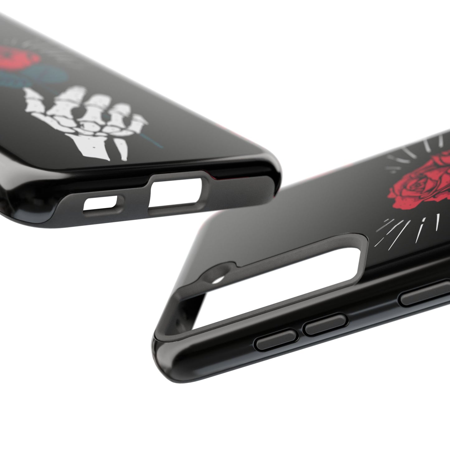 Skeleton Hand Rose Tough Phone Case — Gothic Floral Protective Phone Cover