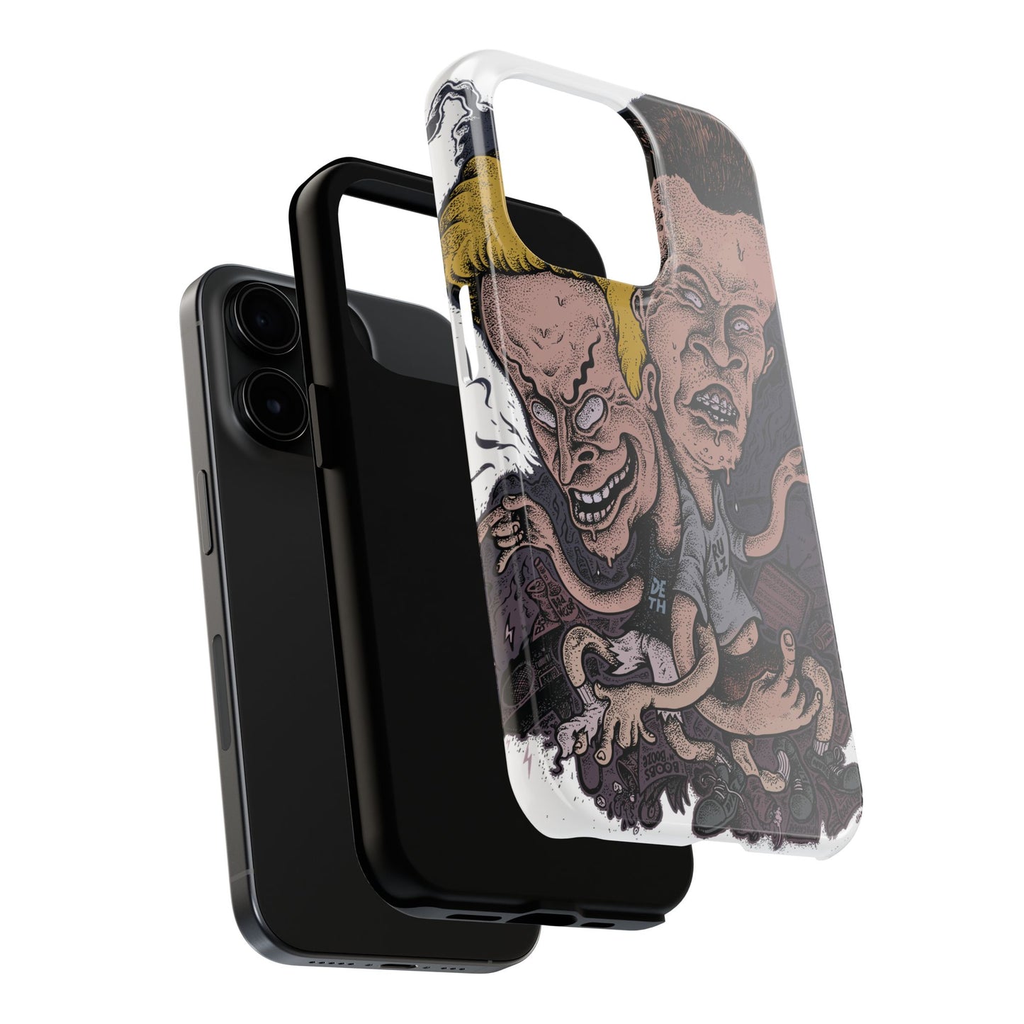 Cartoon Horror Phone Case — Grinning Bevis And Butthead Graphic Case