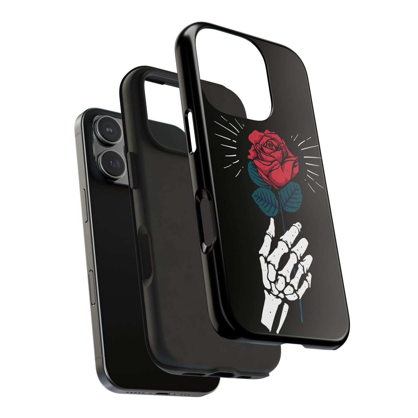 Skeleton Hand Rose Tough Phone Case — Gothic Floral Protective Phone Cover