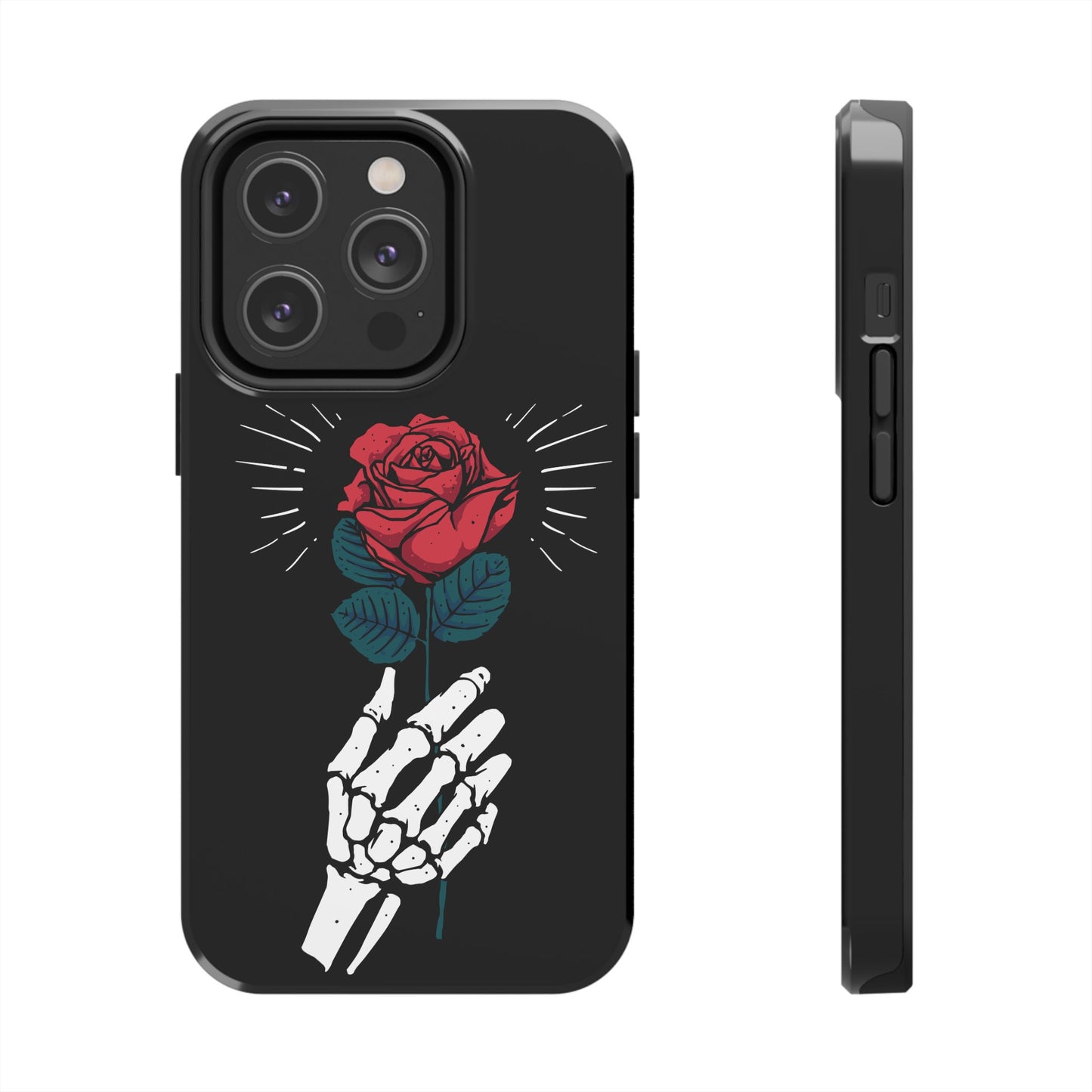 Skeleton Hand Rose Tough Phone Case — Gothic Floral Protective Phone Cover