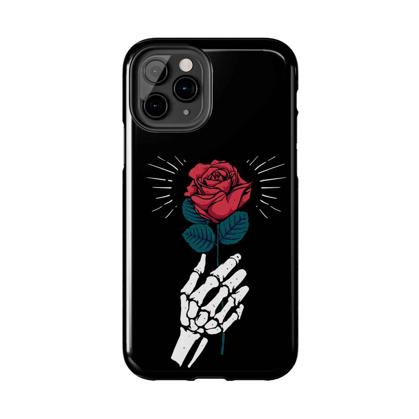 Skeleton Hand Rose Tough Phone Case — Gothic Floral Protective Phone Cover