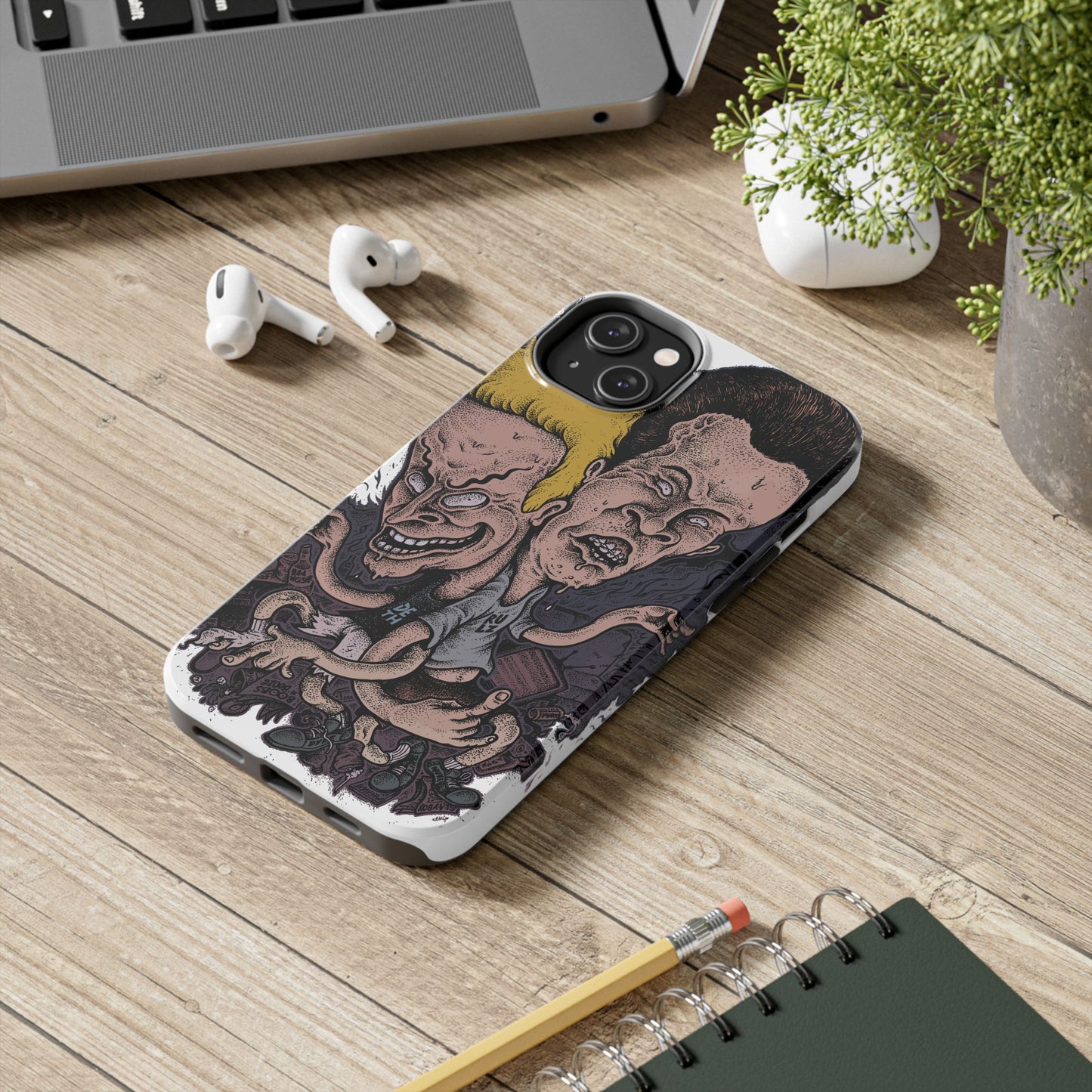 Cartoon Horror Phone Case — Grinning Bevis And Butthead Graphic Case
