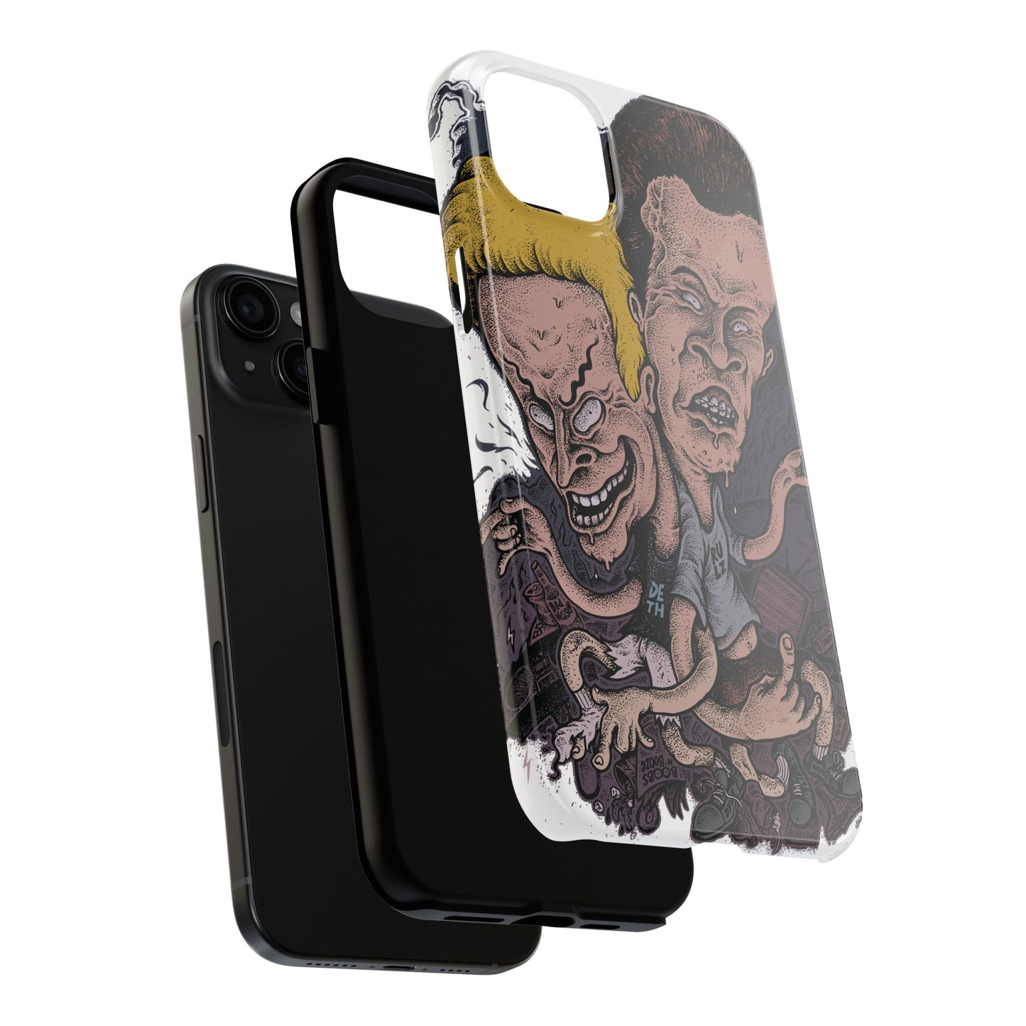 Cartoon Horror Phone Case — Grinning Bevis And Butthead Graphic Case