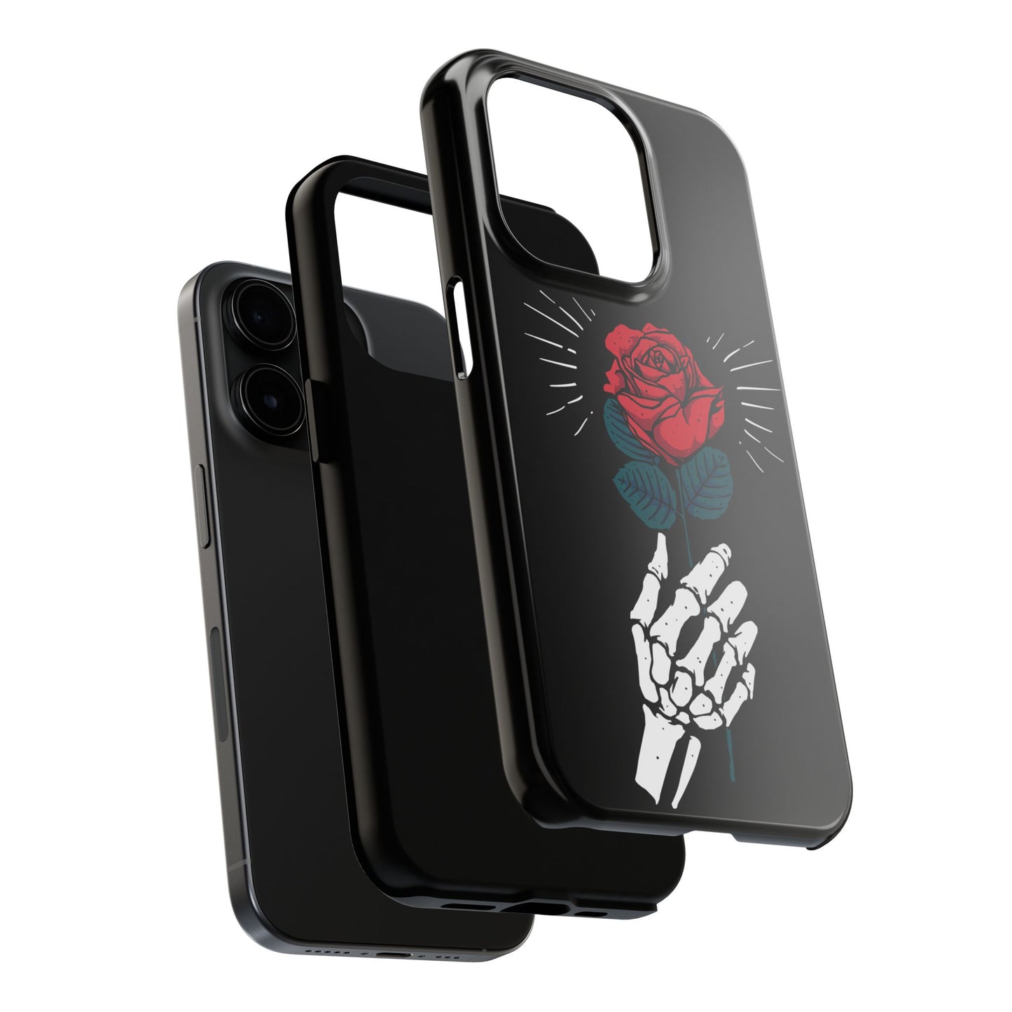 Skeleton Hand Rose Tough Phone Case — Gothic Floral Protective Phone Cover